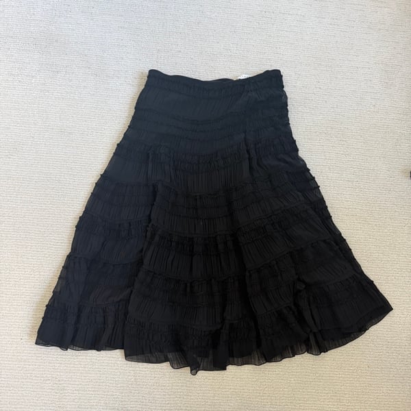 Studio M Vintage Black Tiered Ruffle Midi Skirt