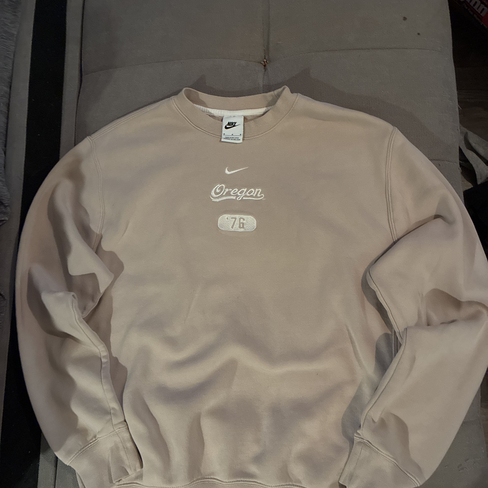 Nike Sportswear Club Fleece Crew-Neck Sweatshirt in Khaki 2