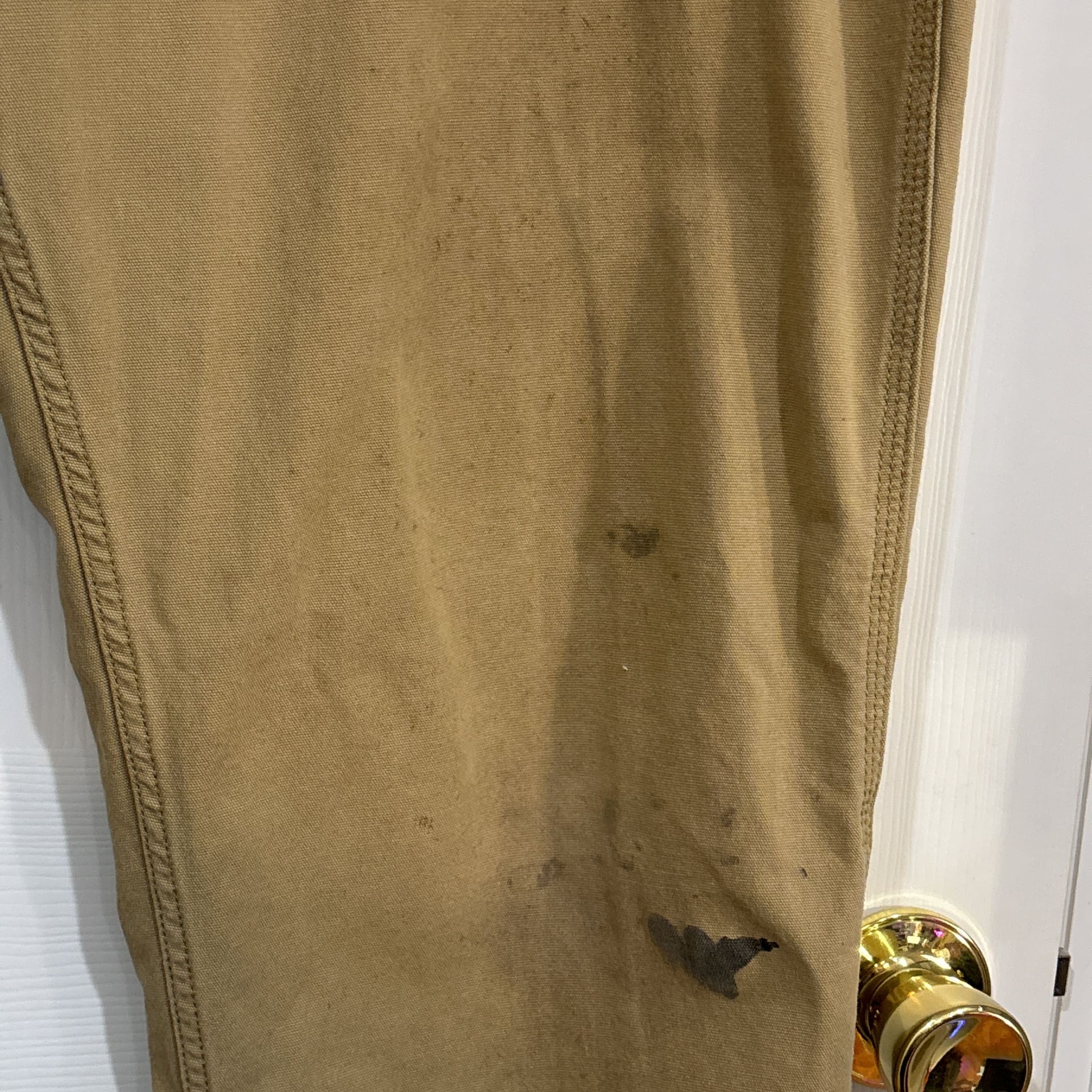 Carhartt Relaxed Fit Canvas Work Pants Tan 42x34 Blue Collar Stained 6