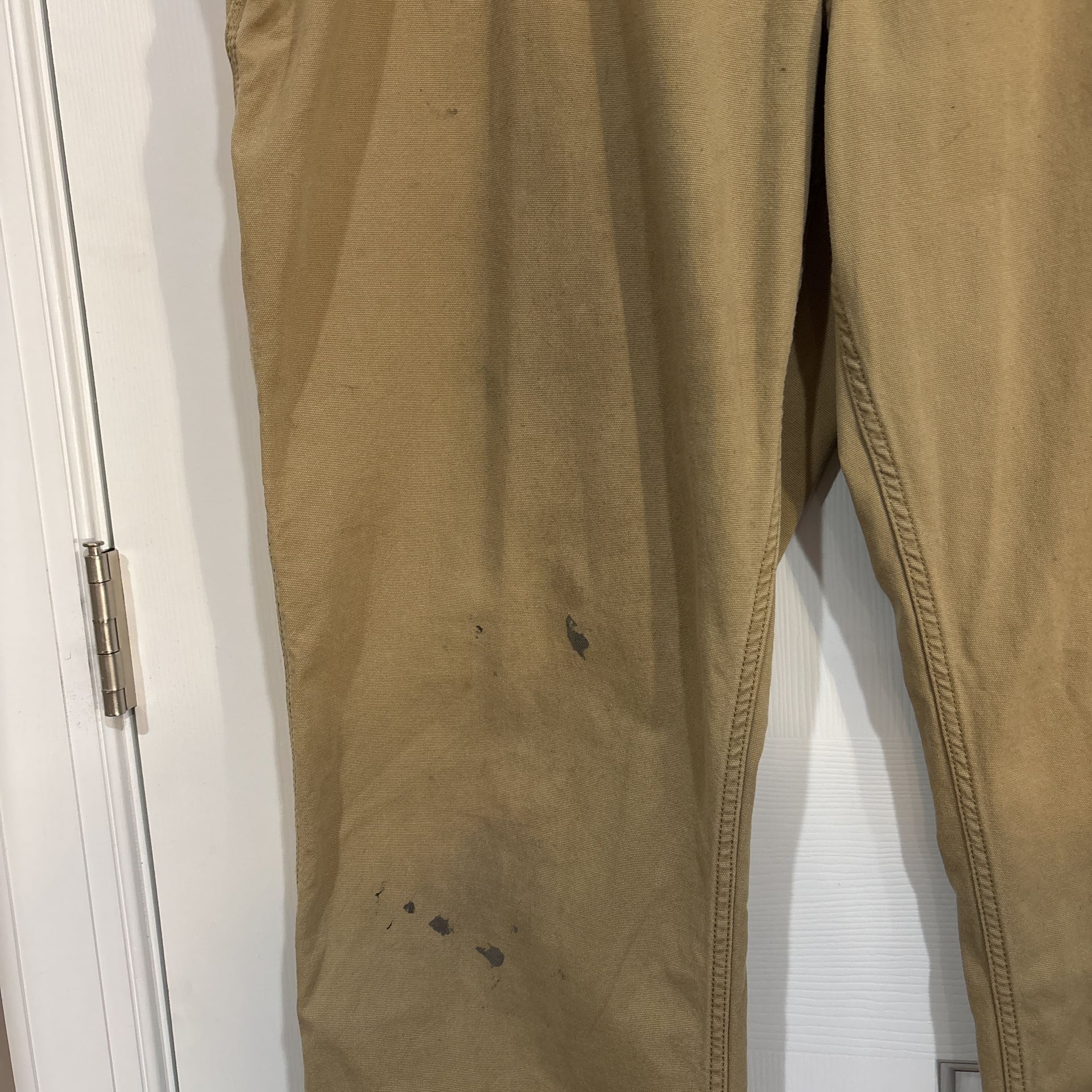 Carhartt Relaxed Fit Canvas Work Pants Tan 42x34 Blue Collar Stained 7