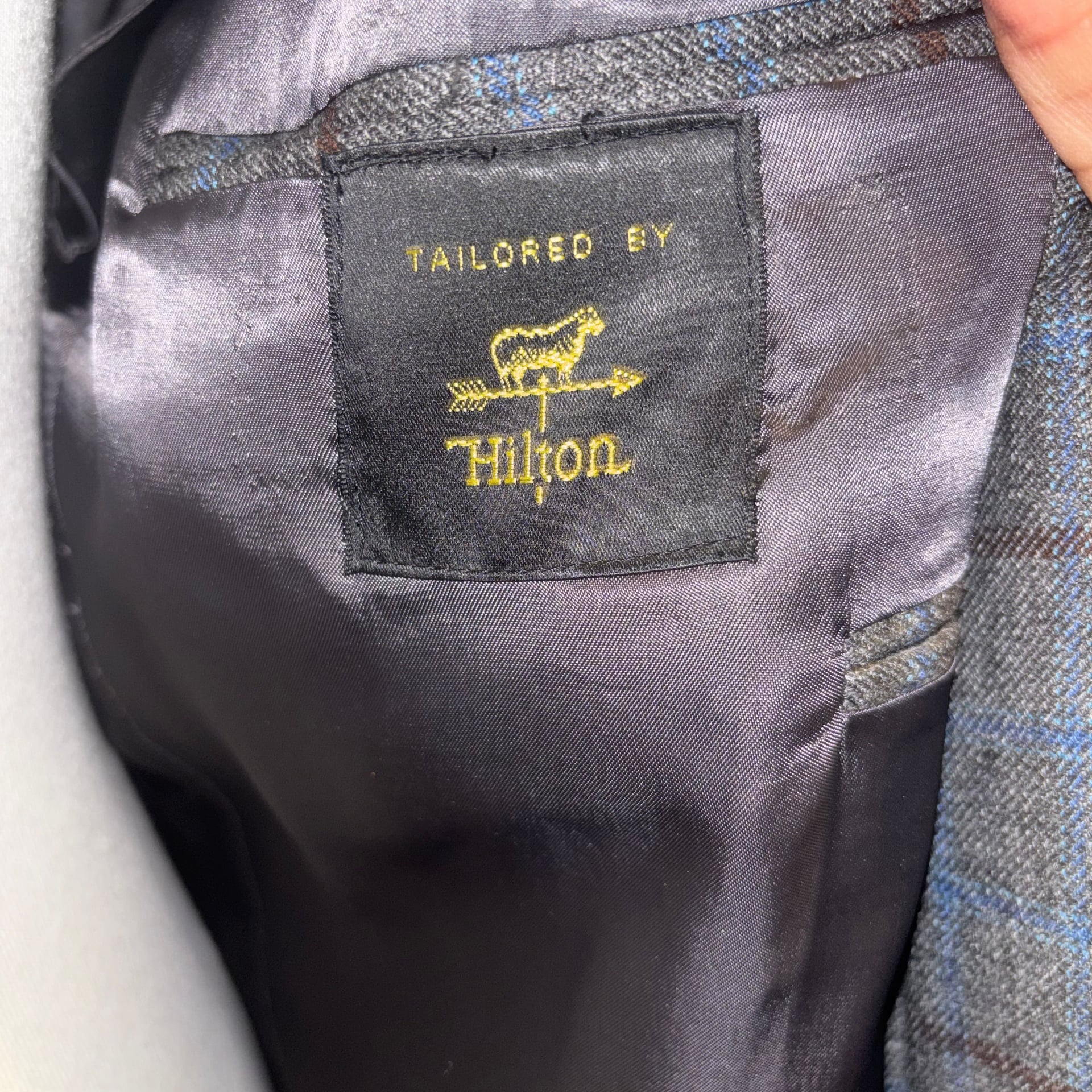Hilton worsted wool Gray Plaid Wool Sport Coat Jacket 46 4