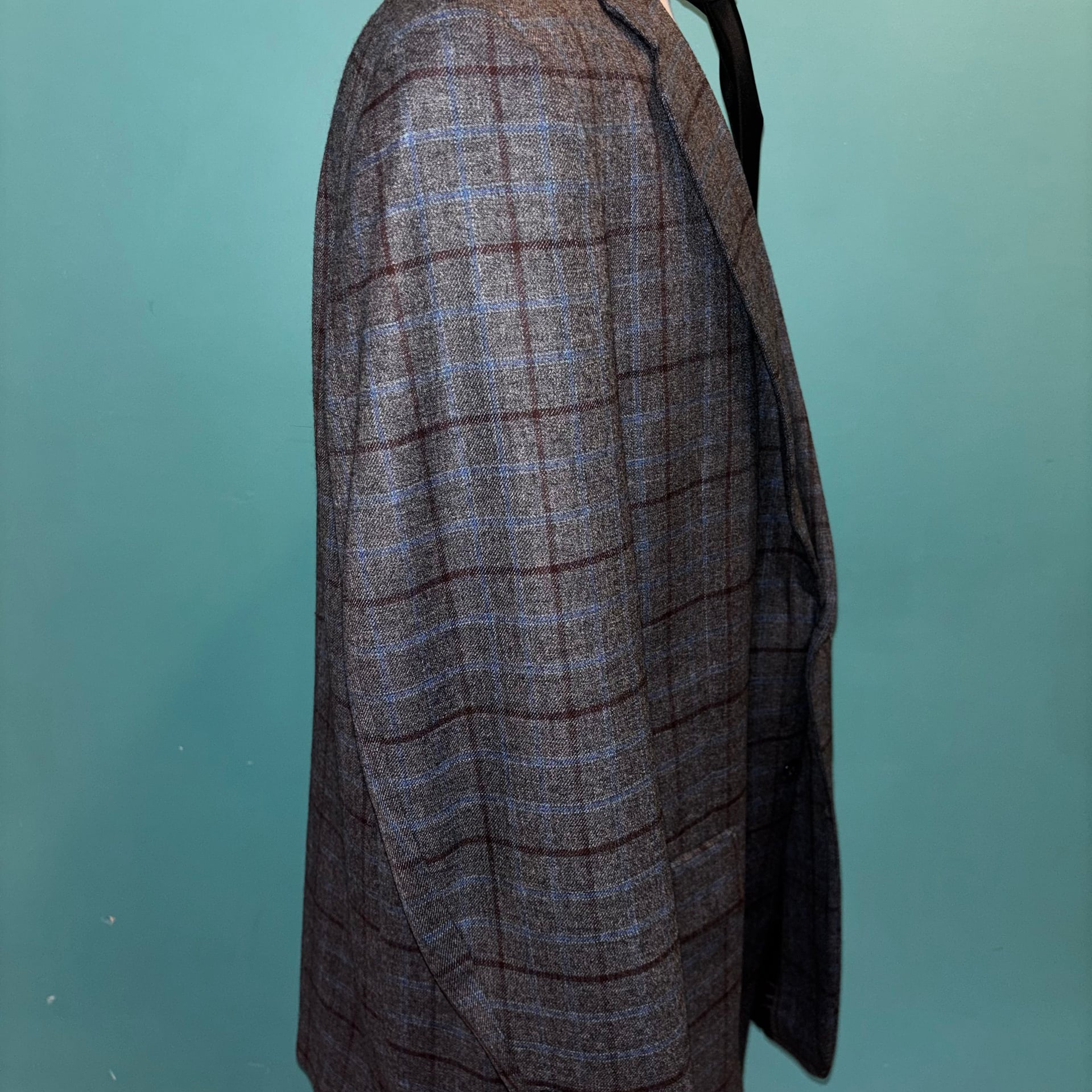 Hilton worsted wool Gray Plaid Wool Sport Coat Jacket 46 8