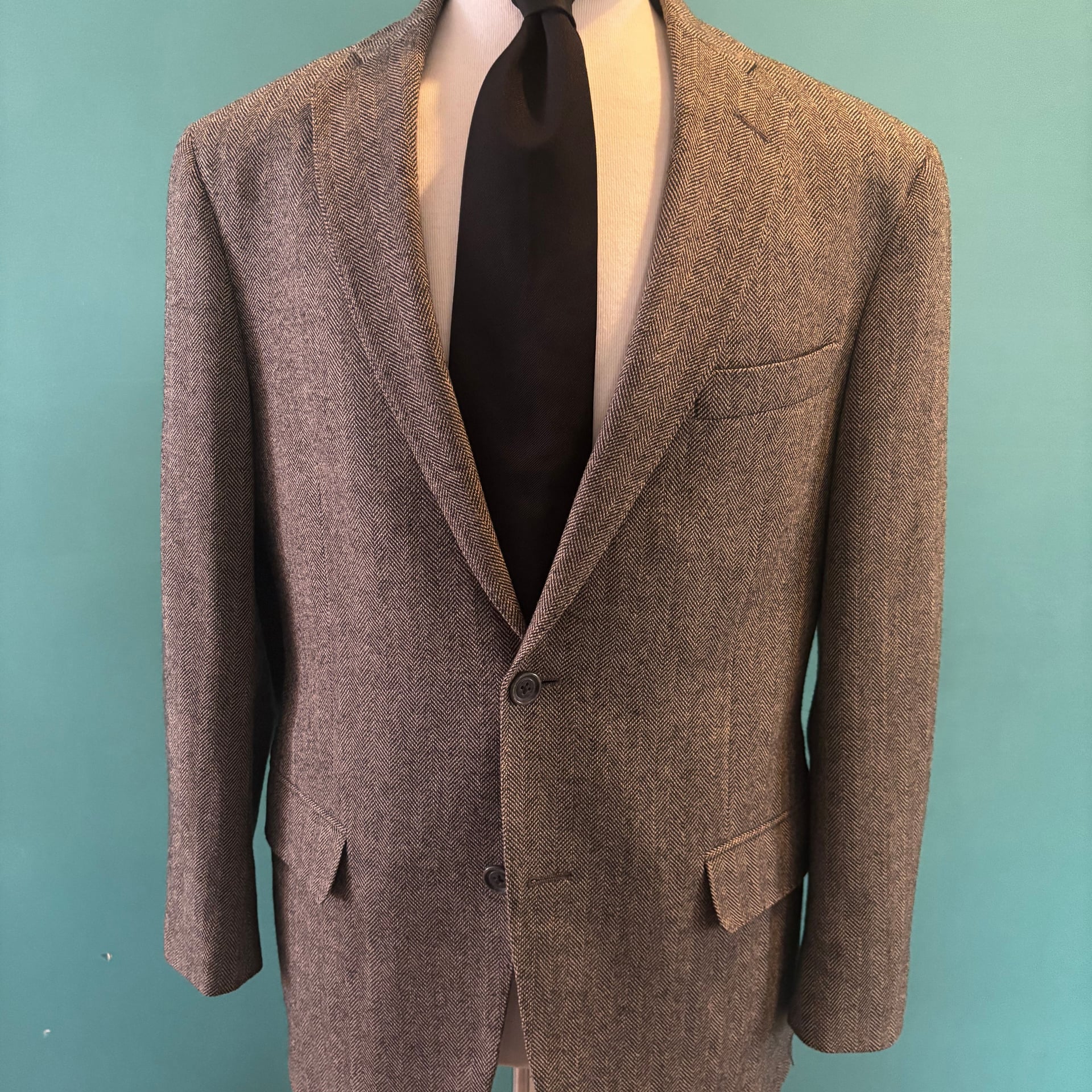 Hart Shaffner Marx 100% Pure Wool Brown Herringbone Blazer Sport Coat 42 R 1