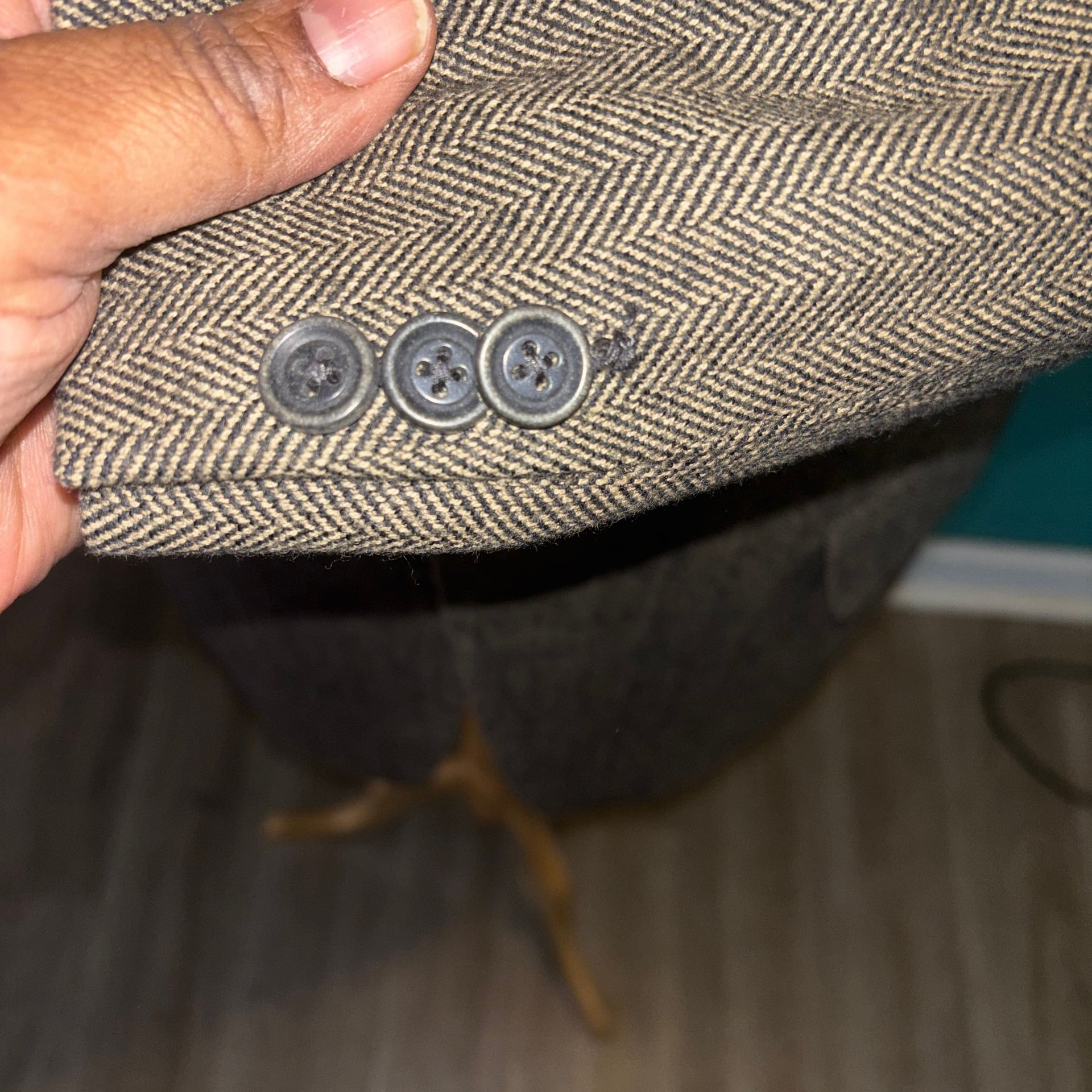 Hart Shaffner Marx 100% Pure Wool Brown Herringbone Blazer Sport Coat 42 R 4