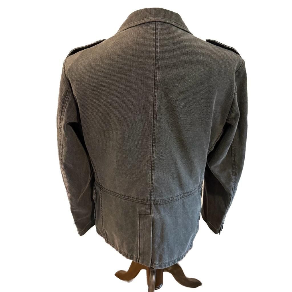 Bocodo Tailored Military Style Blazer Coat, Gray Textured Blend Made in Italy 2