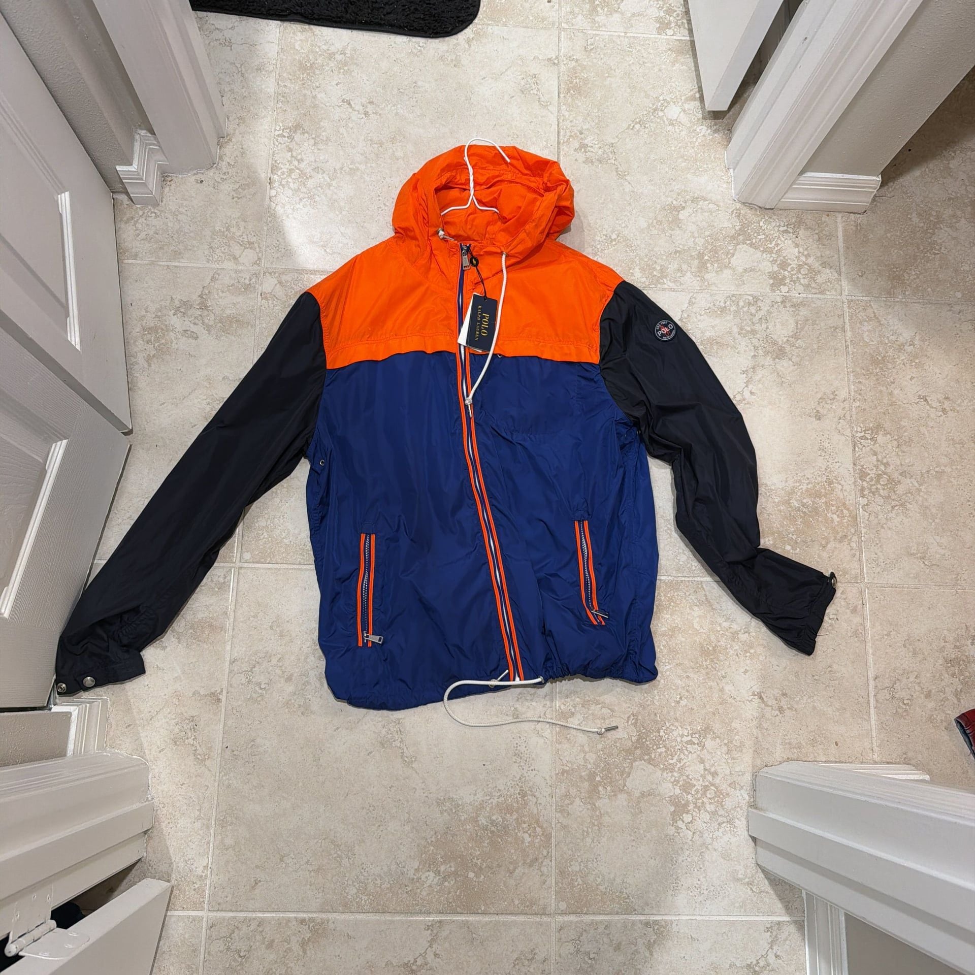 Polo Ralph Lauren Mens Colorblock Packable Windbreaker Jacket Blue Orange Black 2