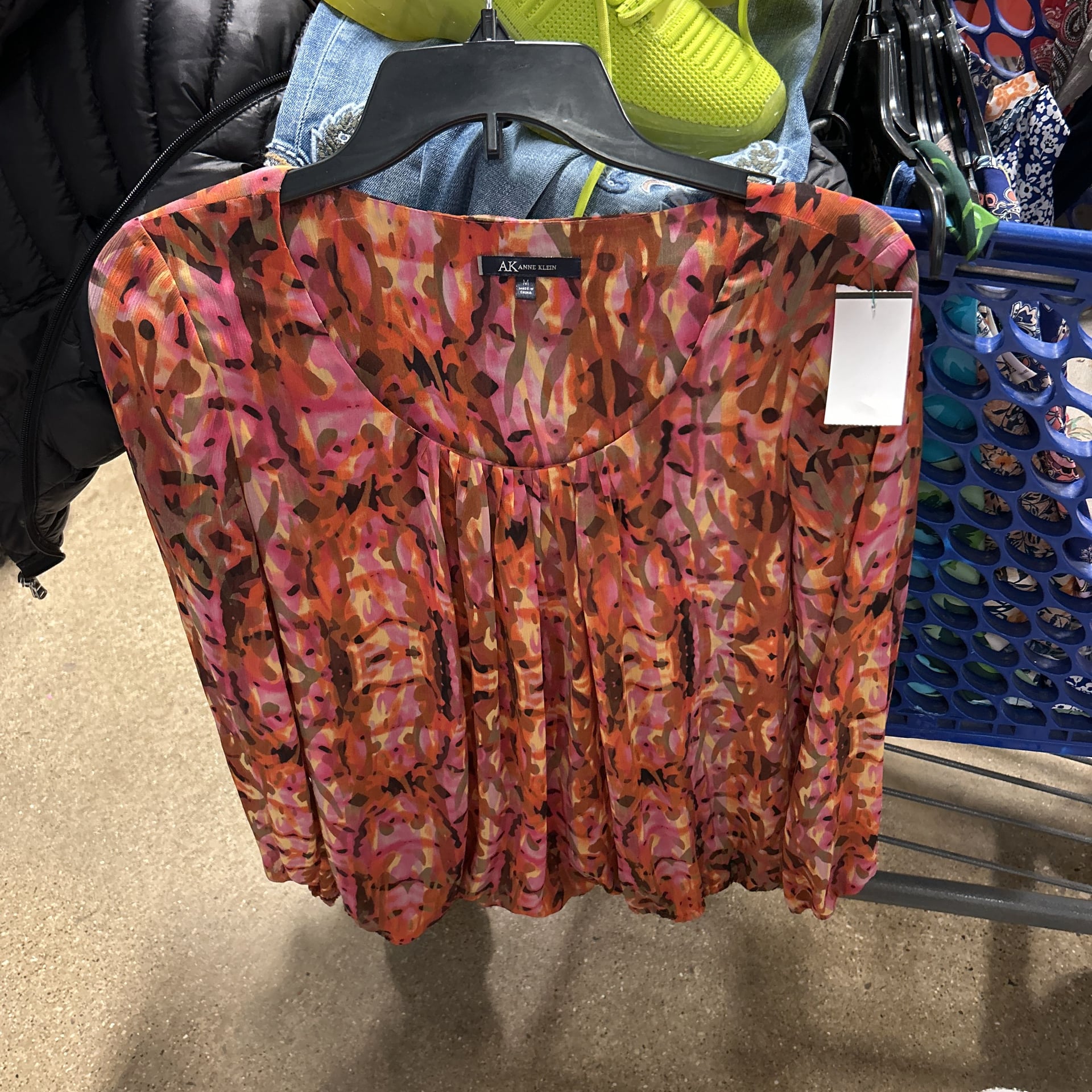 AK Anne Klein Printed Pleated V-Neck Blouse 2