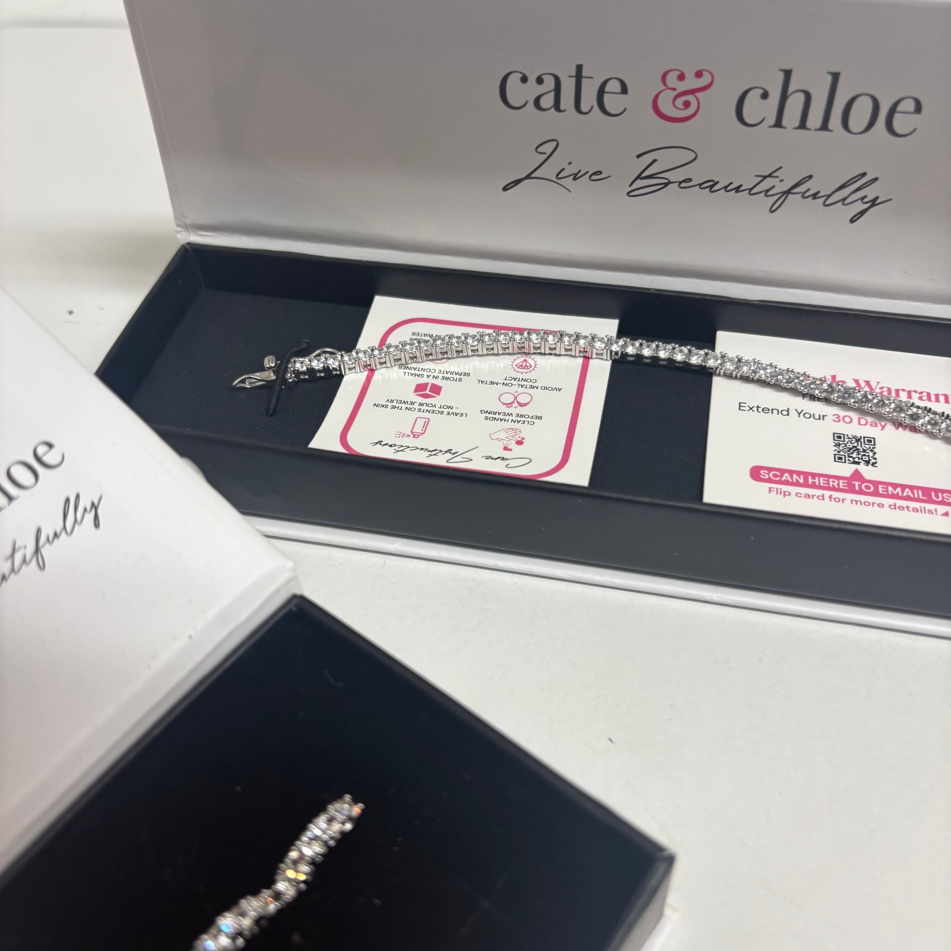 Cate & Chloe CZ Tennis Bracelet + CZ Ear Cuff Earring Silver Tone w/ Box 4