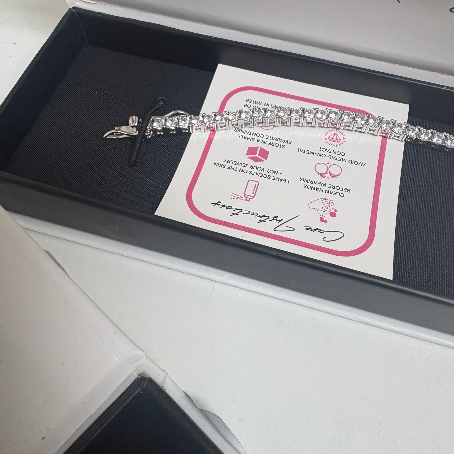 Cate & Chloe CZ Tennis Bracelet + CZ Ear Cuff Earring Silver Tone w/ Box 5