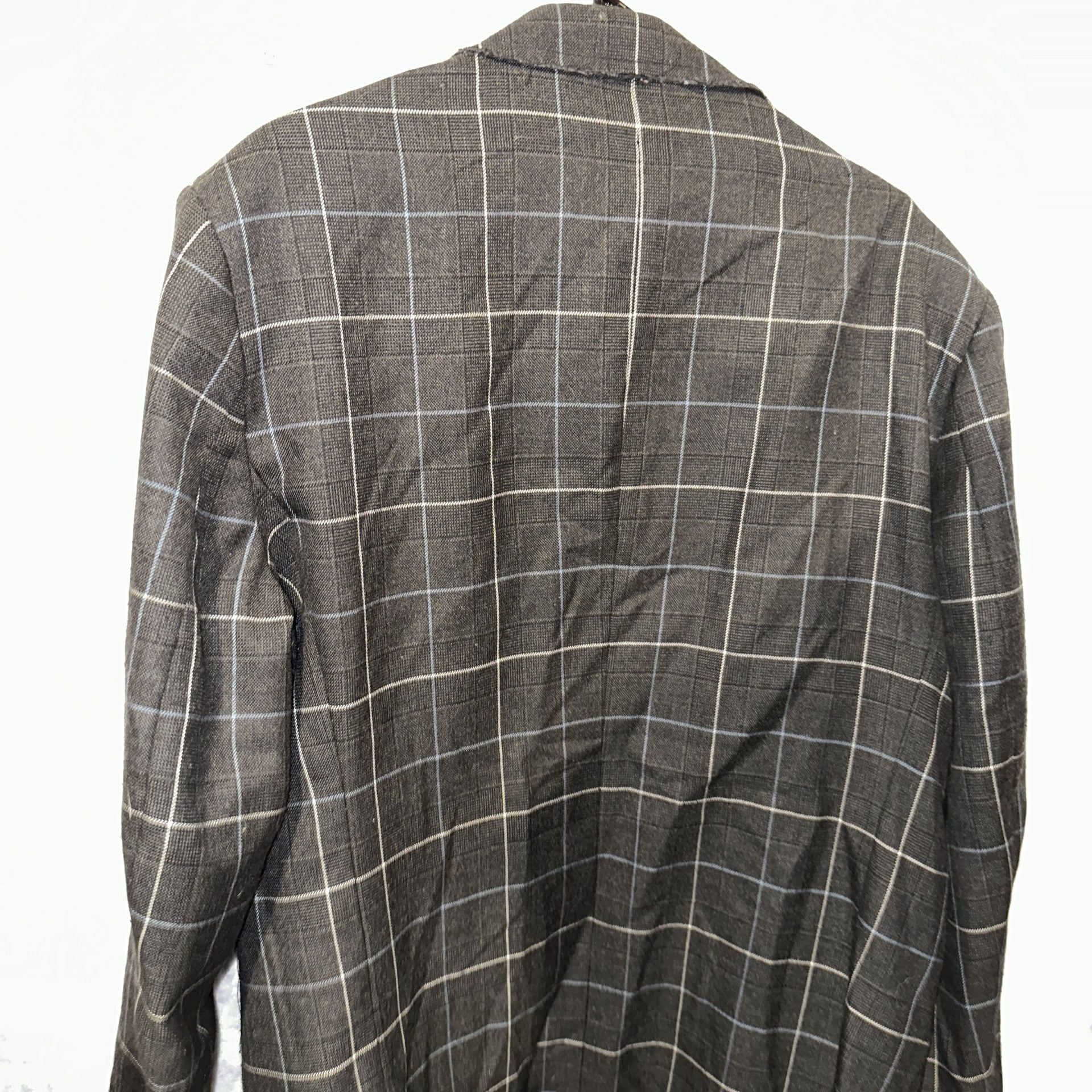 7 Diamonds Men's Plaid Blazer, Charcoal Grey & Blue, Size XXL 8