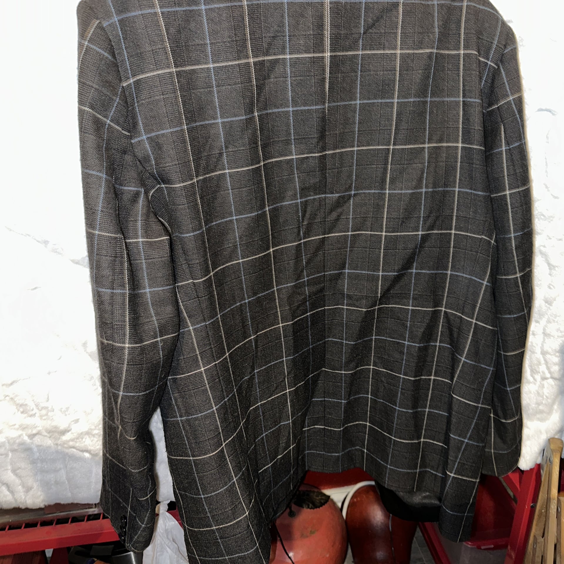 7 Diamonds Men's Plaid Blazer, Charcoal Grey & Blue, Size XXL 9