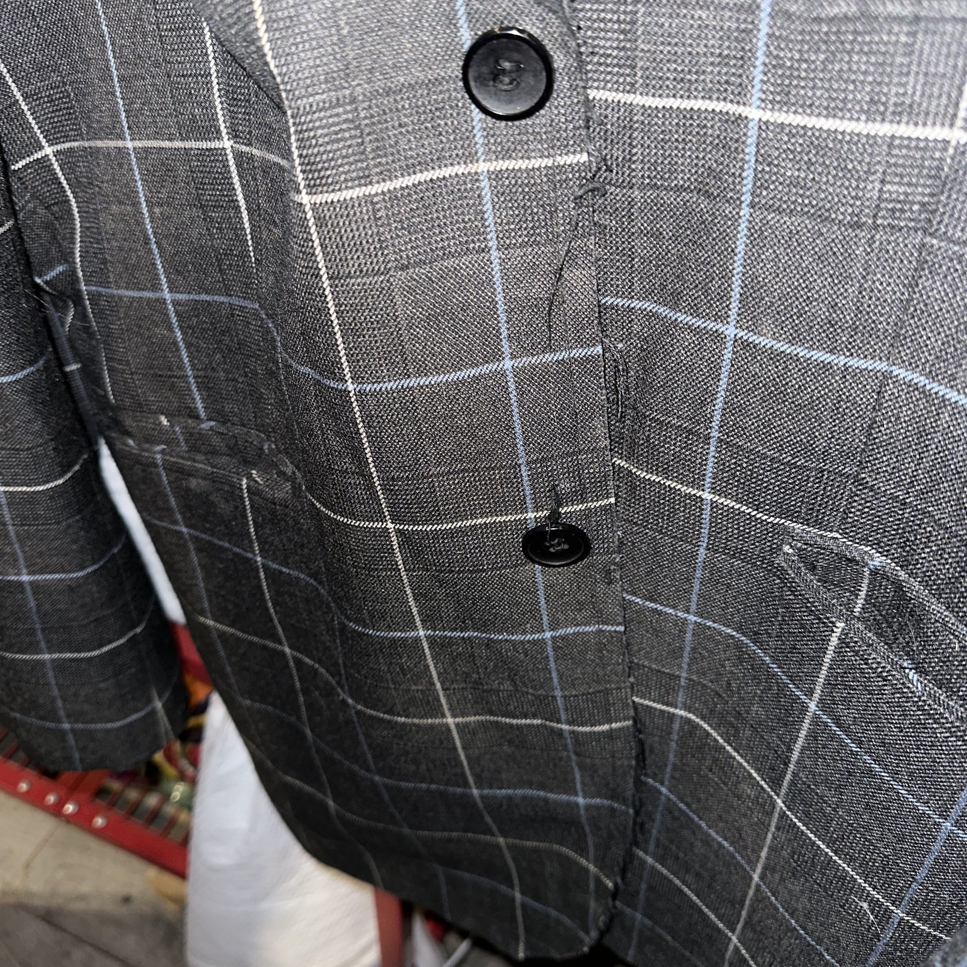 7 Diamonds Men's Plaid Blazer, Charcoal Grey & Blue, Size XXL 15