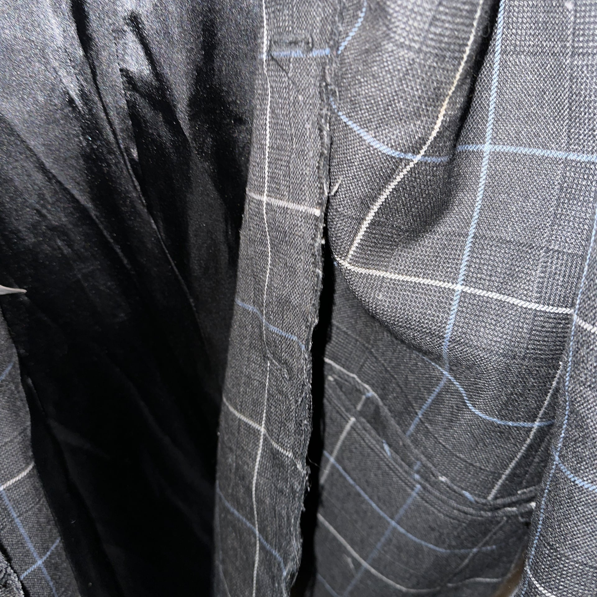 7 Diamonds Men's Plaid Blazer, Charcoal Grey & Blue, Size XXL 17