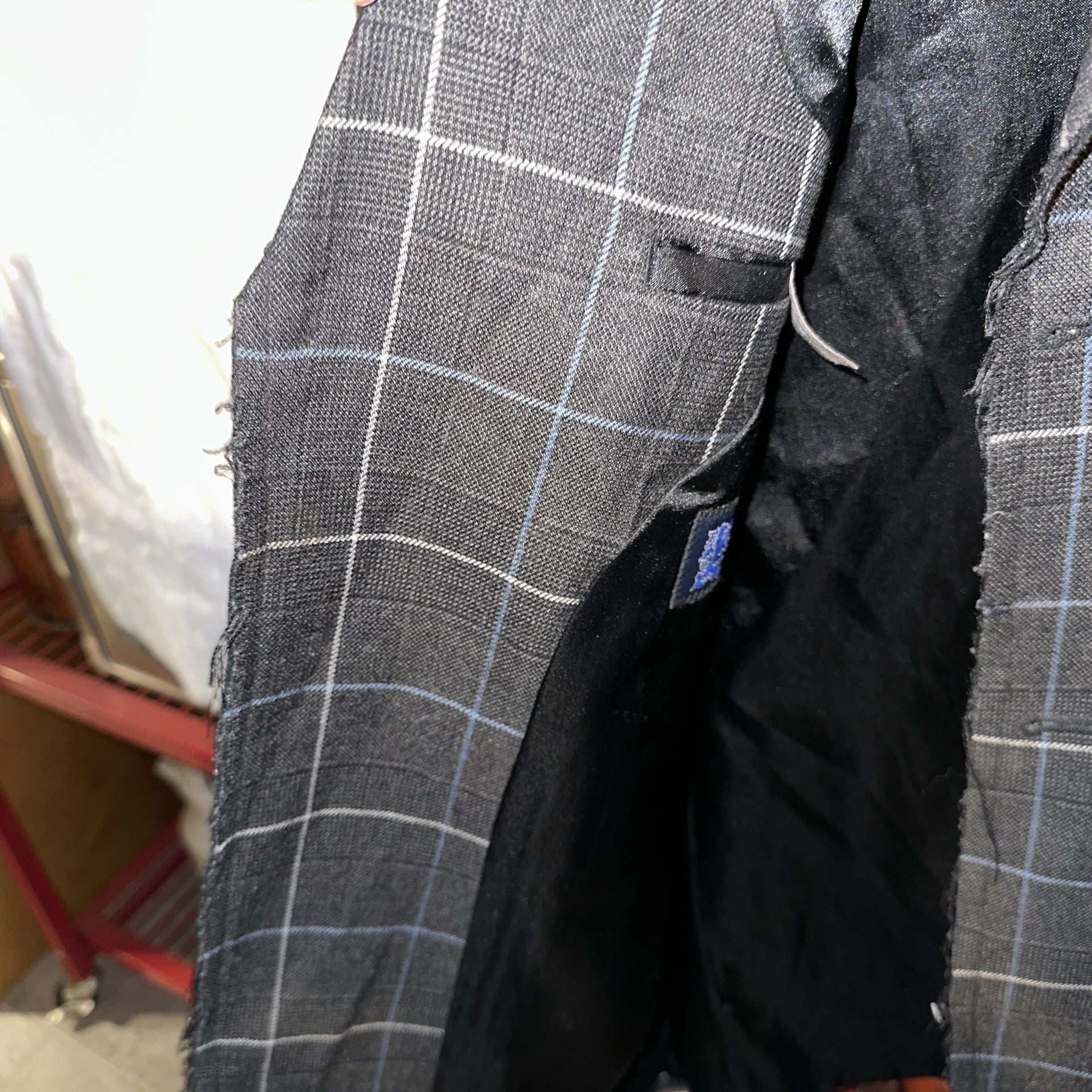 7 Diamonds Men's Plaid Blazer, Charcoal Grey & Blue, Size XXL 18