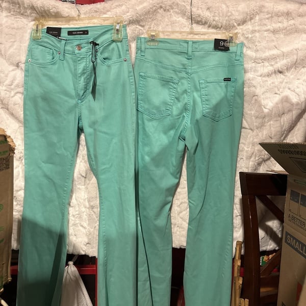 SIze 9 Turquoise Mid-Rise Bell Bottom Jeans Retro Flare