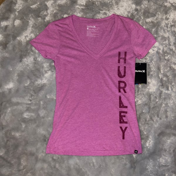 Hurley Women's Pink Huntington Beach Iconic Pier V-Neck T-Shirt