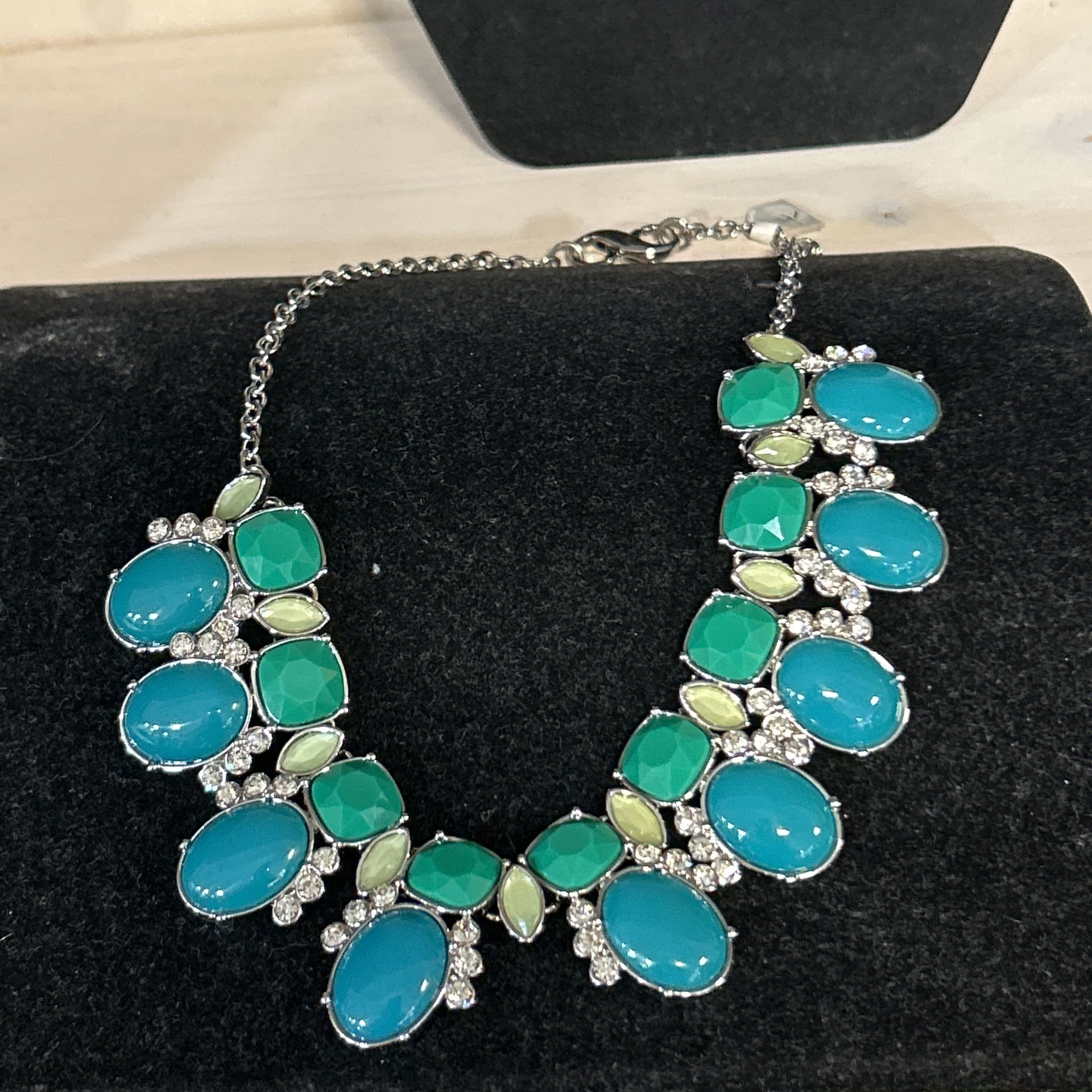 Lia Sophia Kimberly Claire Silver-Tone Convertible Statement Necklace with Turquoise and Crystals 3