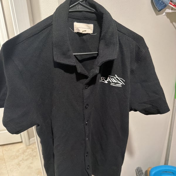 Forever 21 x Hot Wheels Men's Black Denim Embroidered Button Up Shirt