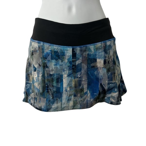 Lululemon Play Off The Pleats Skirt Reg Length Sun Dazed Multi Blue Black Sz. 2 