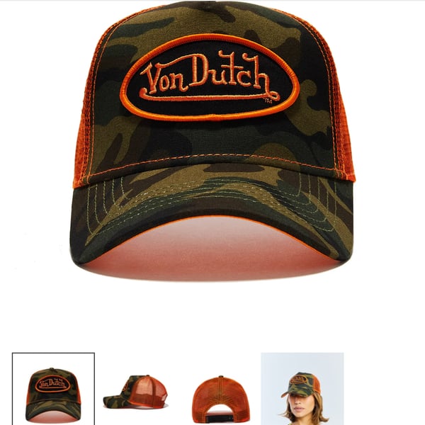 Von Dutch Camo Orange Mesh Trucker Hat