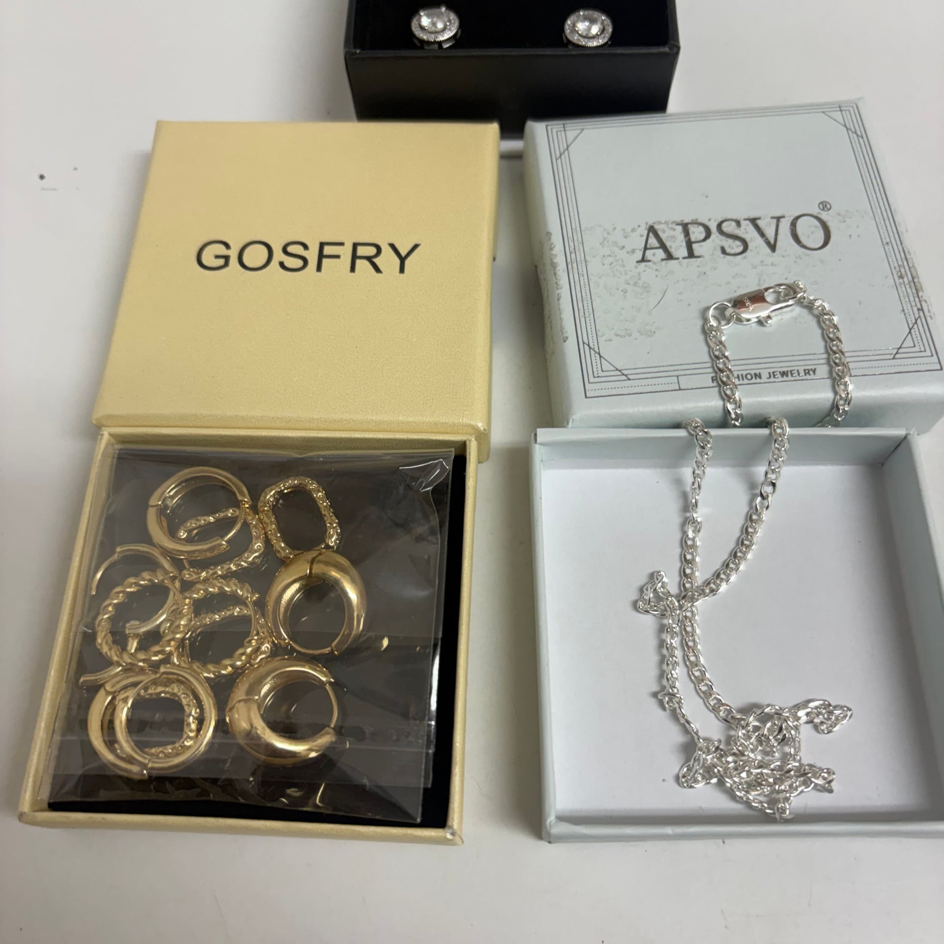 Fashion Jewelry Set - Gosfry Gold Hoop Multi-Pack & Apsvo Silver Chain Necklace 1