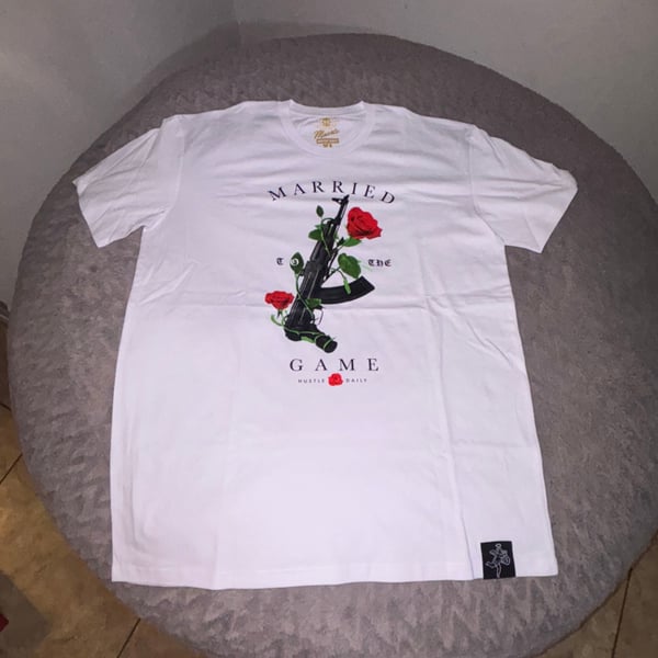 Hustle Daily AK-47 Machine Gun Floral Rose Graphic T-Shirt