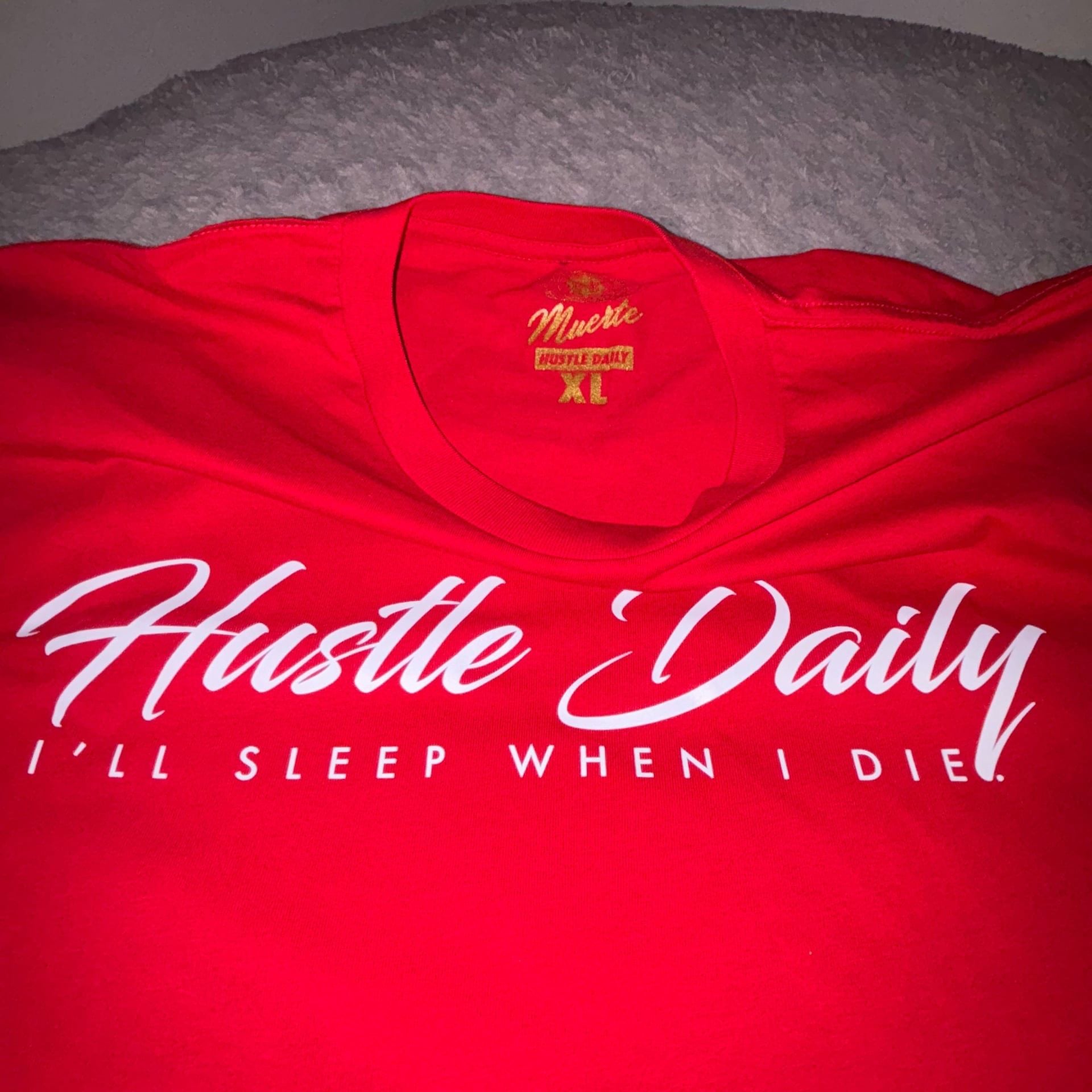 Hasta Muerte I'll Sleep When I Die Red Graphic T-Shirt 3
