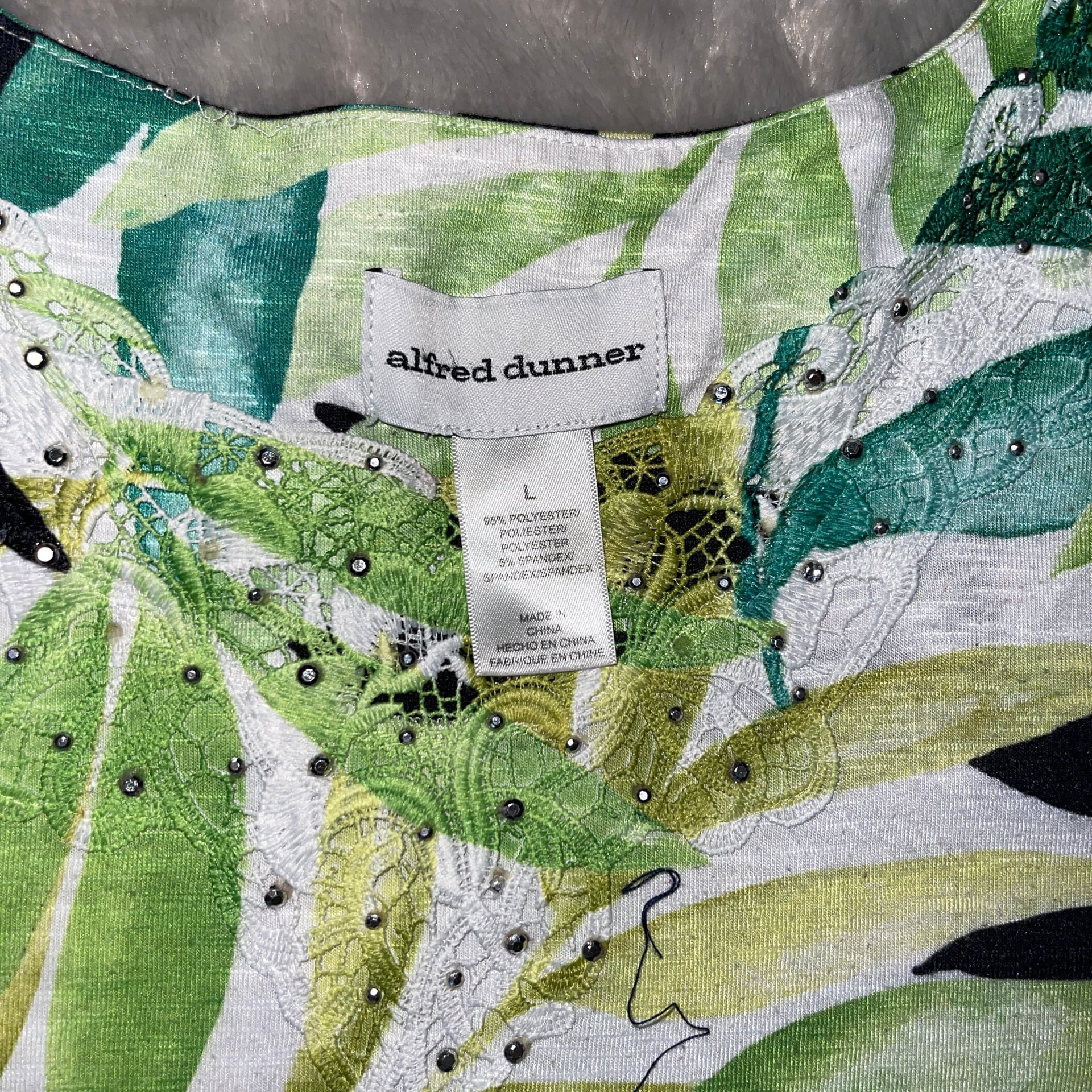 Alfred Dunner Leaf Print Top Blouse 🌿 Women’s Casual Workwear Chic Size L 2