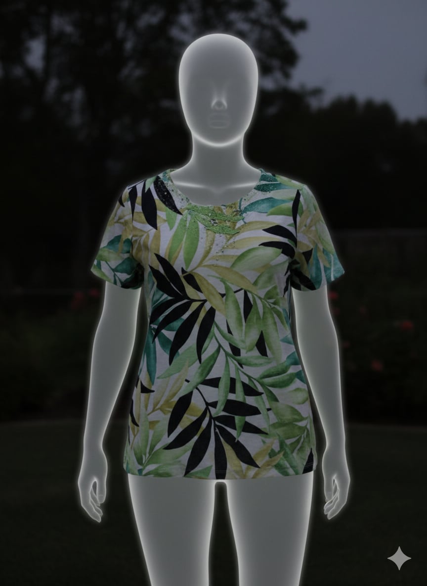 Alfred Dunner Leaf Print Top Blouse 🌿 Women’s Casual Workwear Chic Size L 3