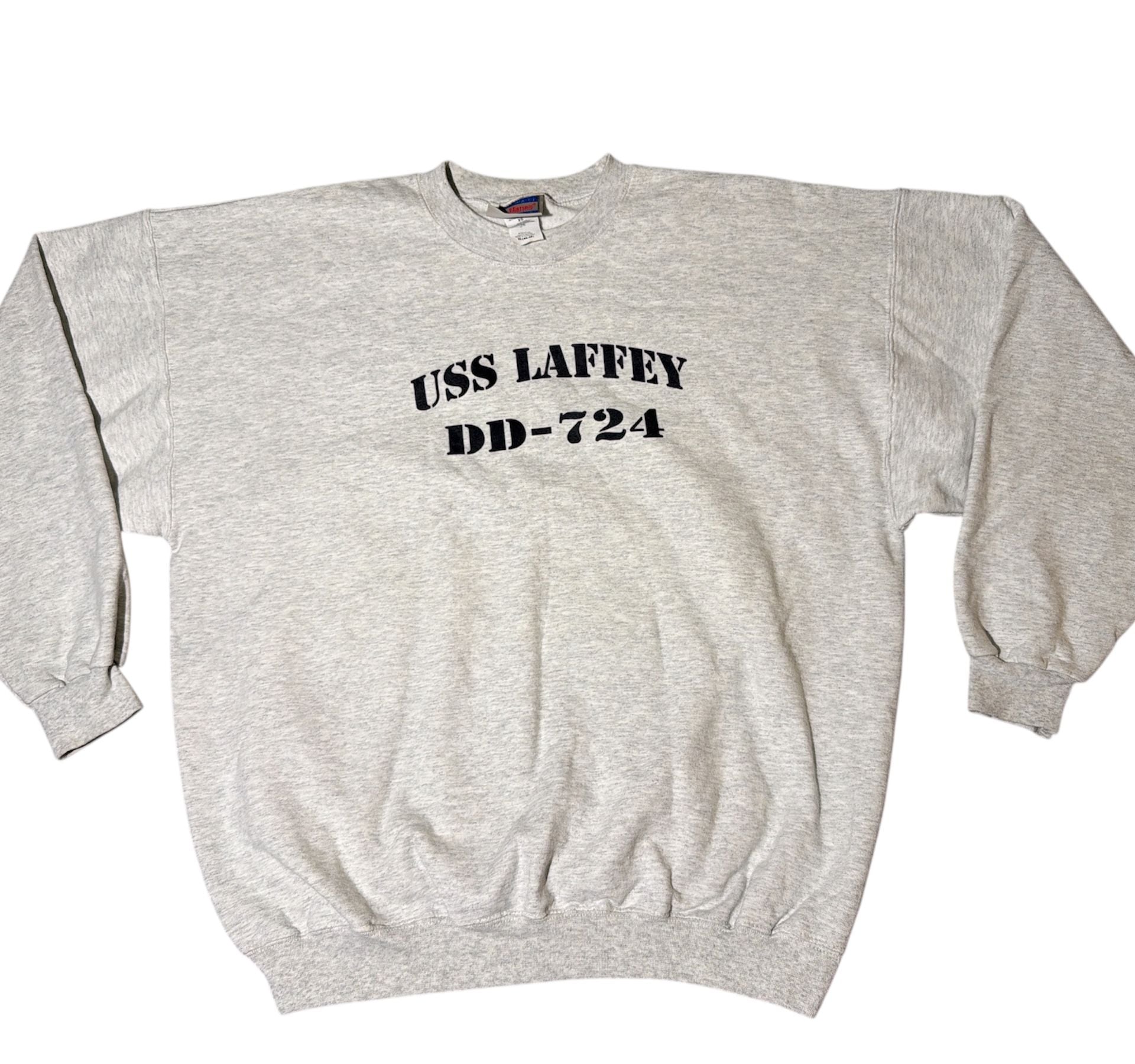 Vtg Hanes Mens Crewneck Sweatshirt USS Laffey DD-724 Spell Out Pull Over XL Gray 1