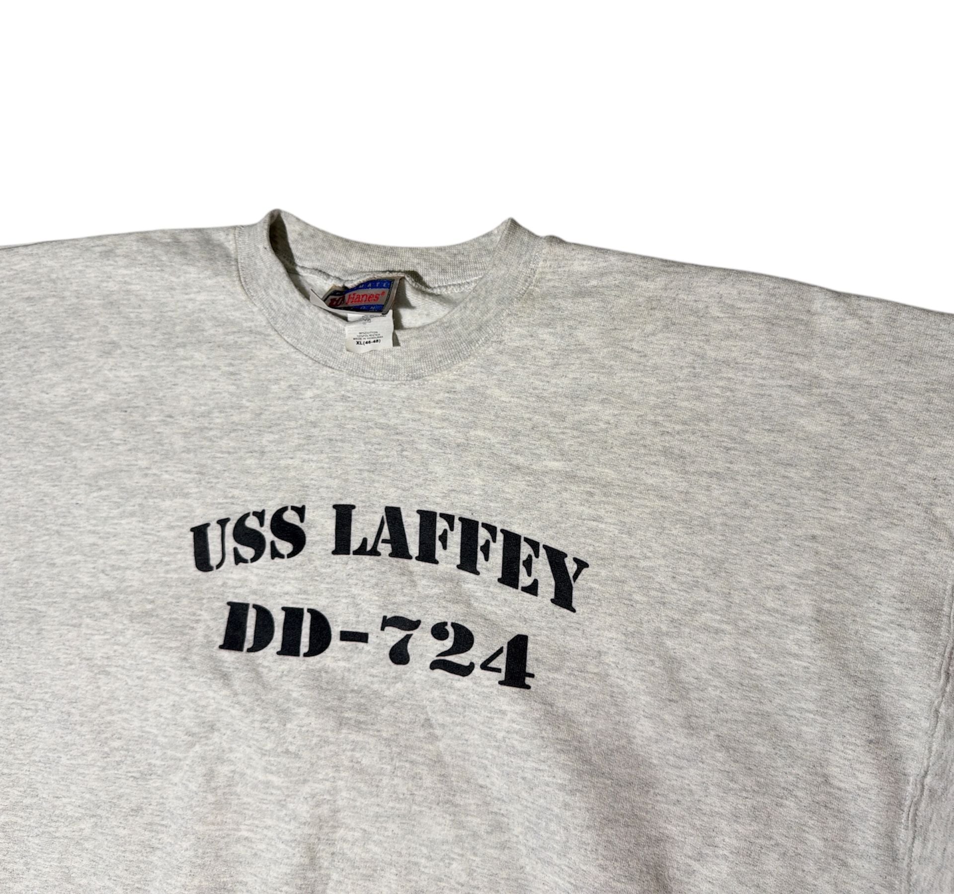 Vtg Hanes Mens Crewneck Sweatshirt USS Laffey DD-724 Spell Out Pull Over XL Gray 5