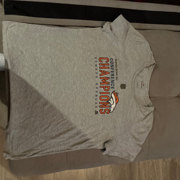 Nike Denver Broncos NFL Super Bowl 50 Champions T-Shirt Gray Mens Size XL Gray