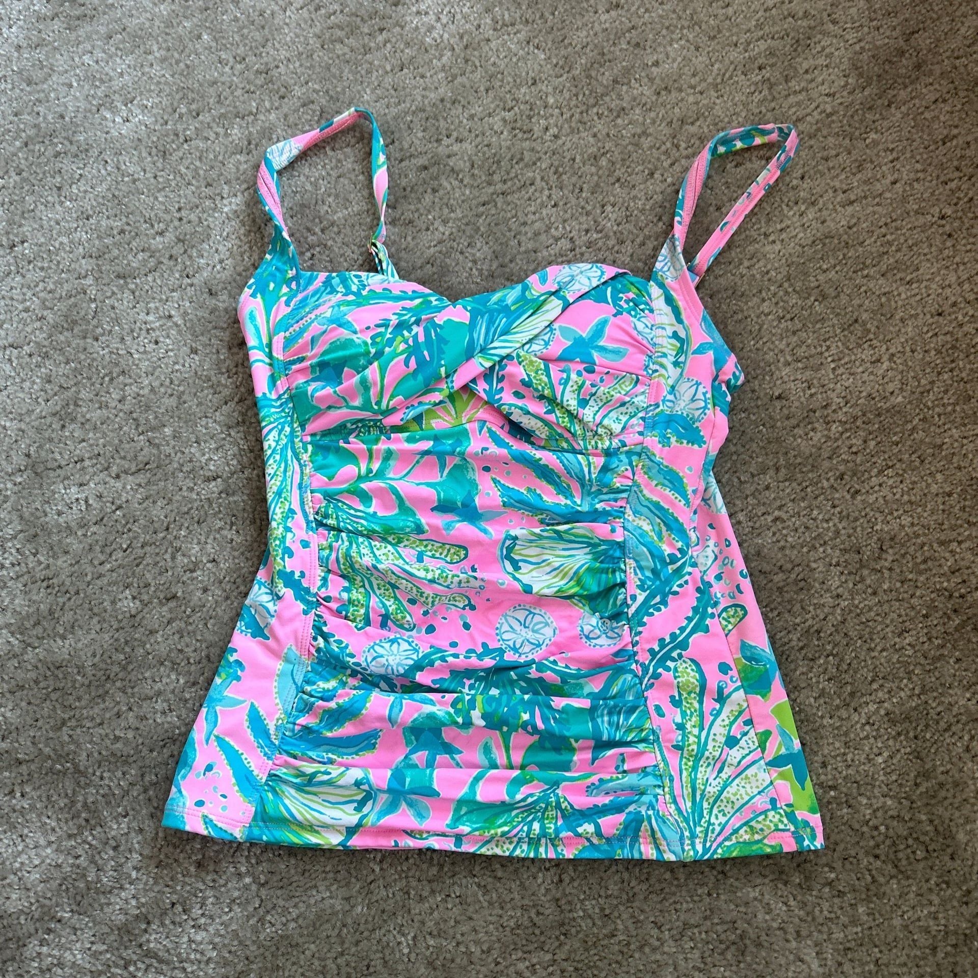 Lilly Pulitzer Bec Tankini Womens Size 6 Multicolor Mandevilla Baby Hip Nautic 1