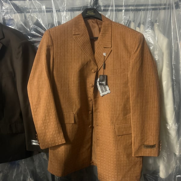 Vintage Paitano Men's Brown Pinstripe Suit Single Breasted