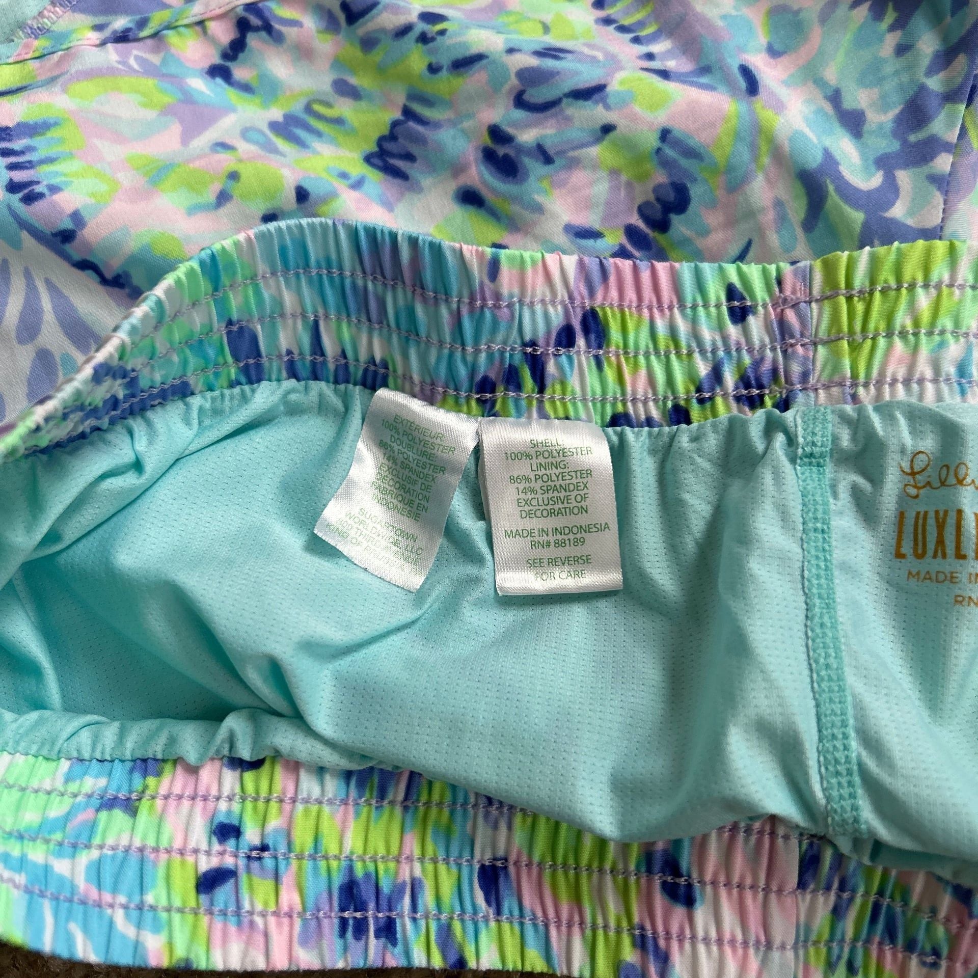 Lilly Pulitzer Luxletic Multi Shell of a Party Athletic Running Shorts, Size M 7