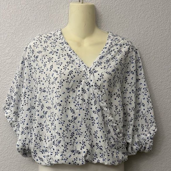 Linen-blend Blouse - White/patterned - Ladies 2