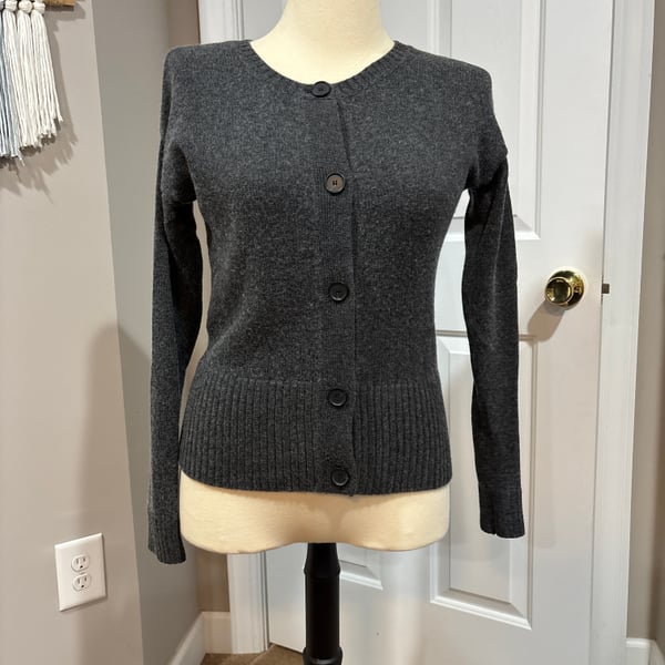 LOFT Women's Button Up Merino Wool Blend Sweater Preppy Cardigan SZ M