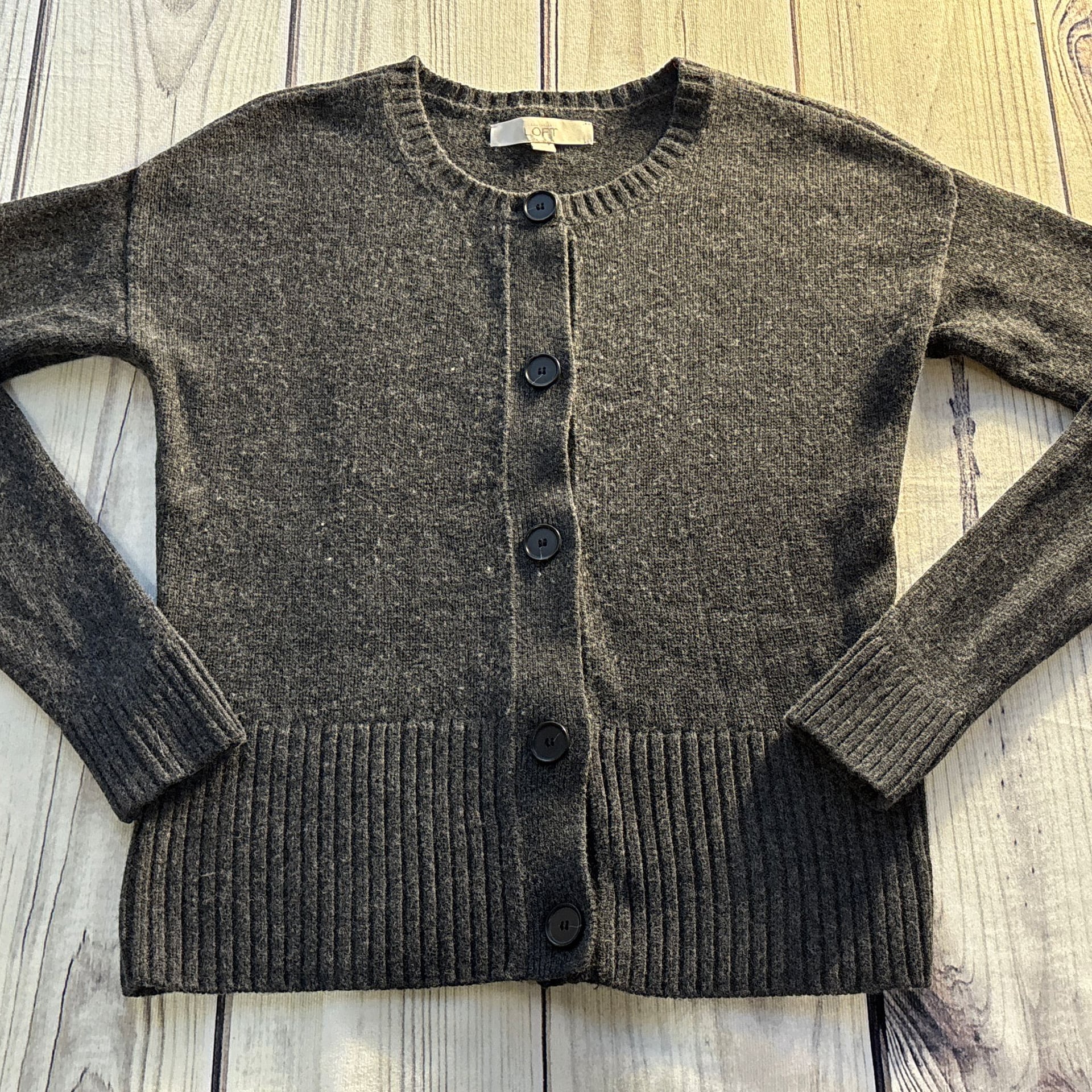 LOFT Women's Button Up Merino Wool Blend Sweater Preppy Cardigan SZ M 6