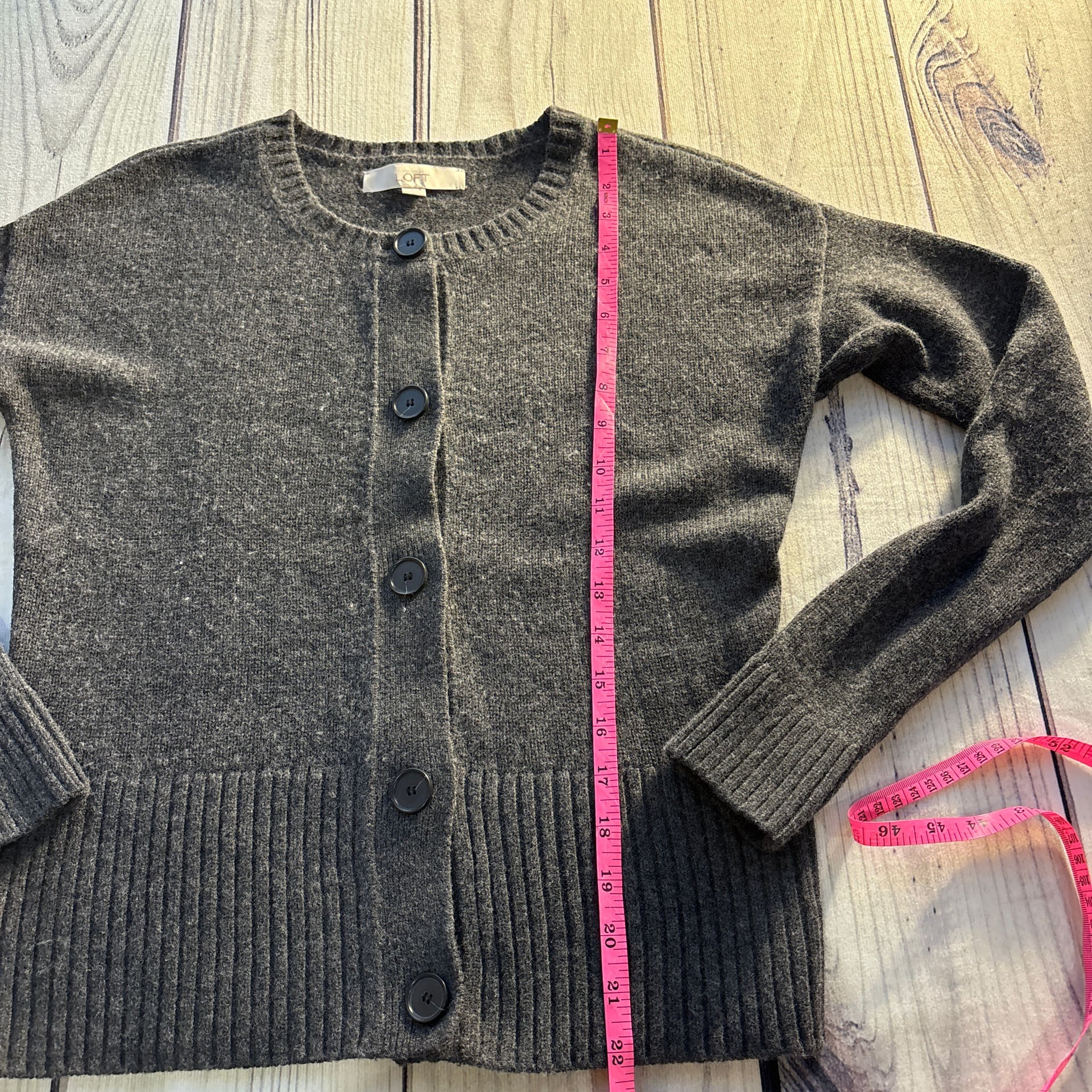 LOFT Women's Button Up Merino Wool Blend Sweater Preppy Cardigan SZ M 8