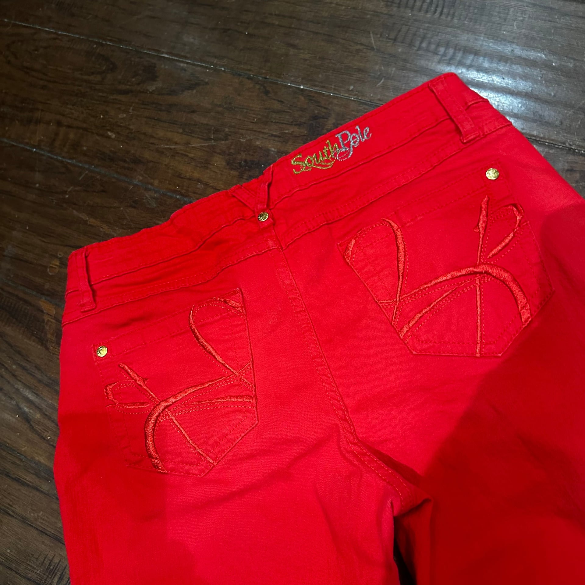 Southpole Red Denim Jeans, Y2K Streetwear Core, Size 9 3