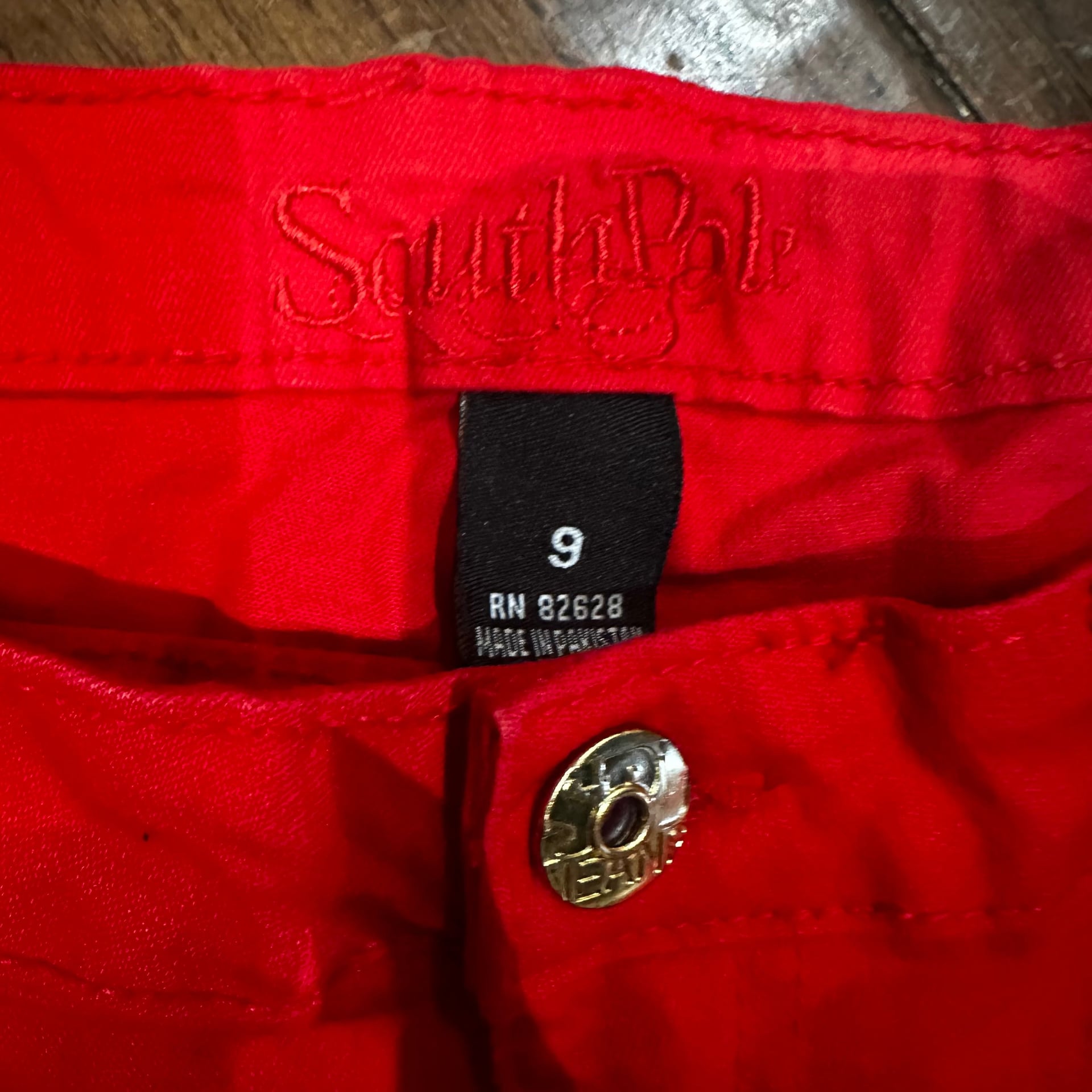 Southpole Red Denim Jeans, Y2K Streetwear Core, Size 9 5