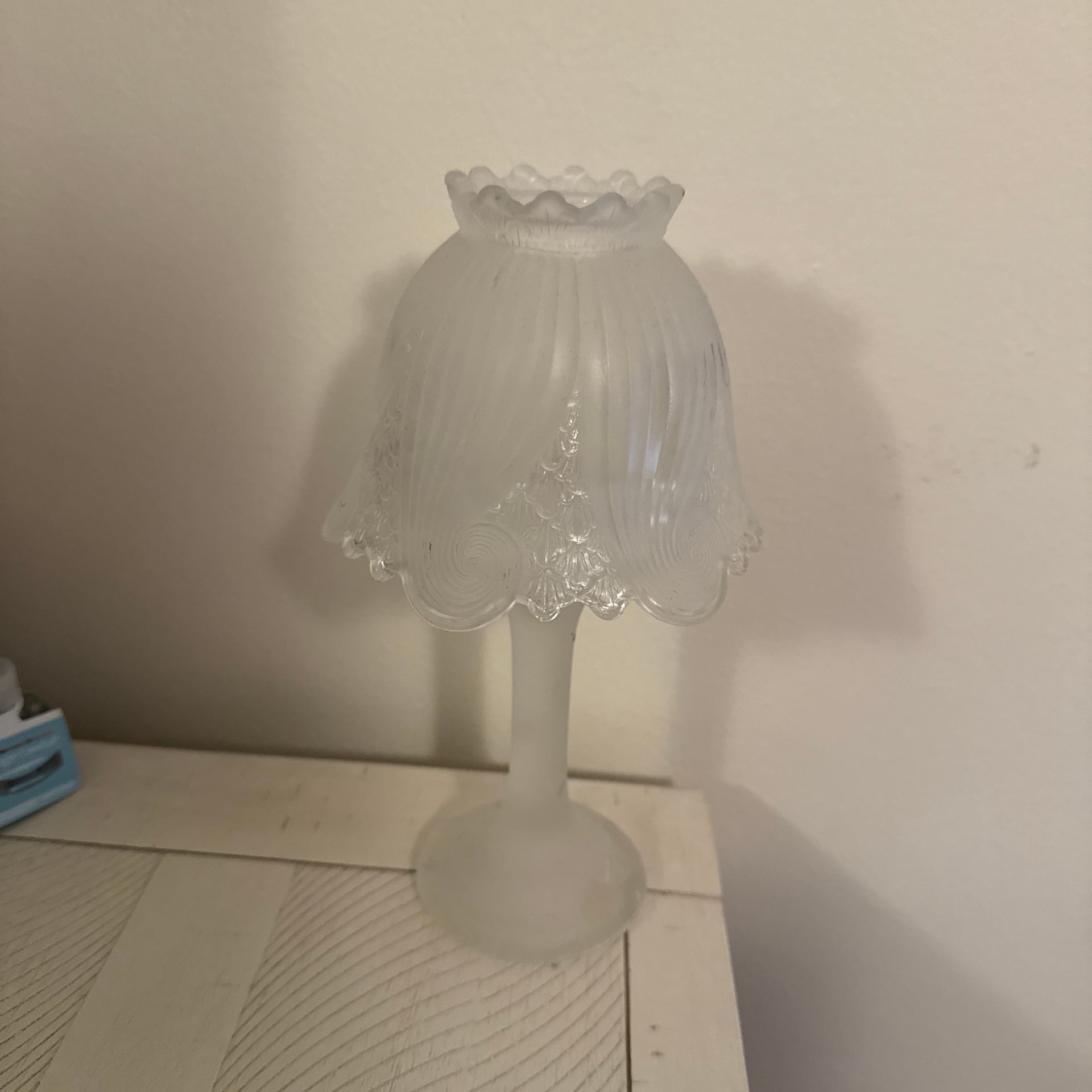 Vintage PartyLite Clairmont Frosted & Clear Glass Fairy Lamp P0373 1