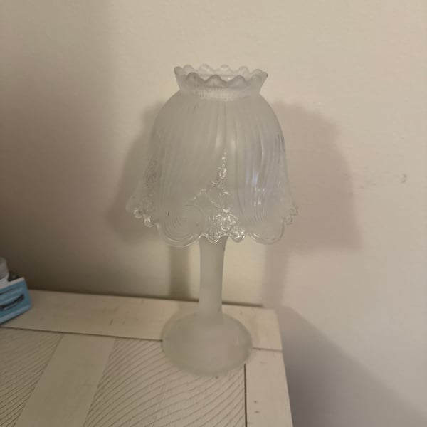 Vintage PartyLite Clairmont Frosted & Clear Glass Fairy Lamp P0373