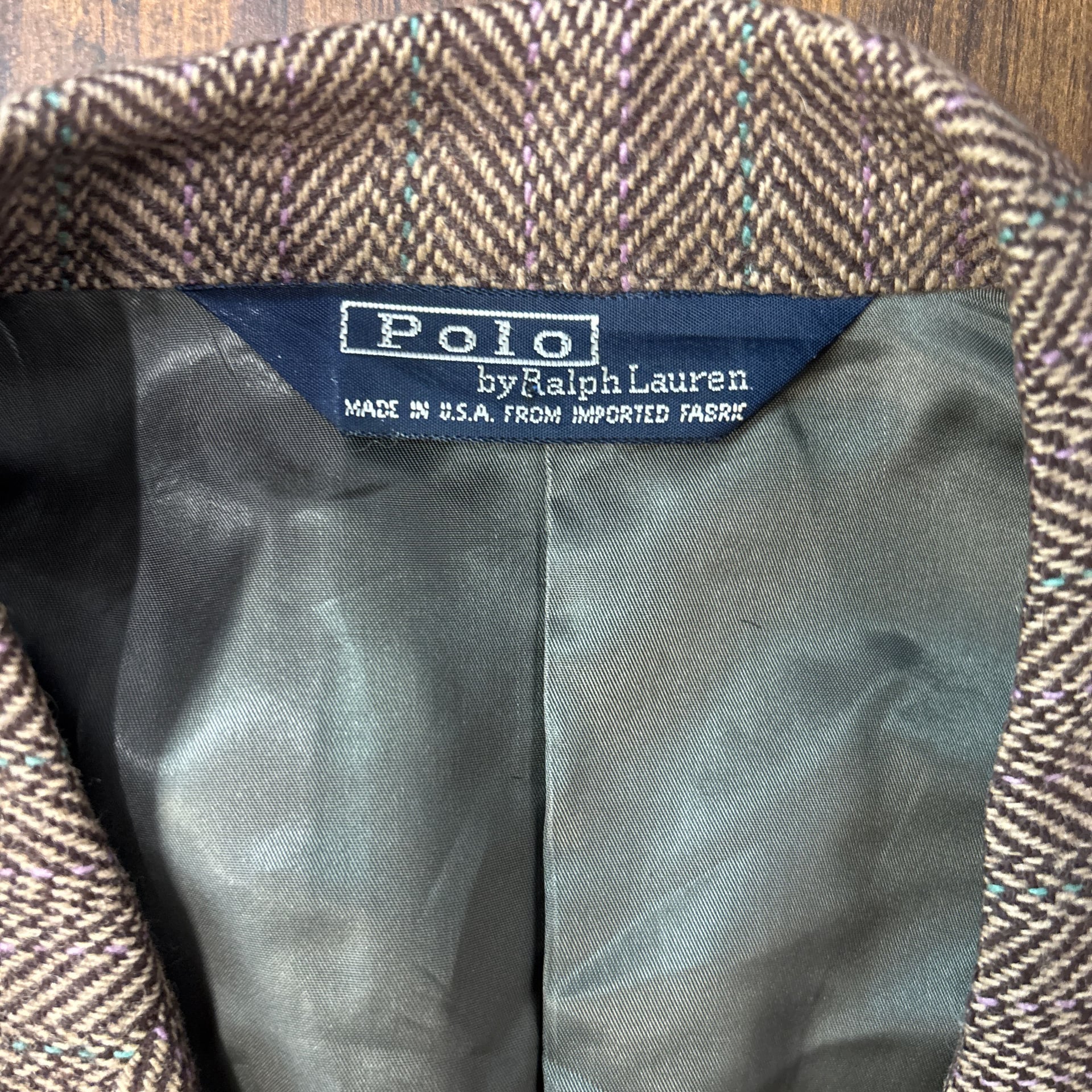 Vintage Polo Ralph Lauren Herringbone Tweed Wool Blazer made in USA 2