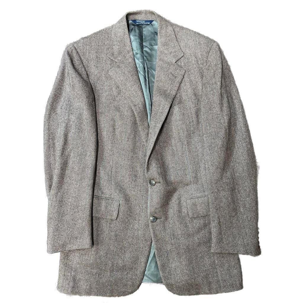 Vintage Polo Ralph Lauren Herringbone Tweed Wool Blazer made in USA 1