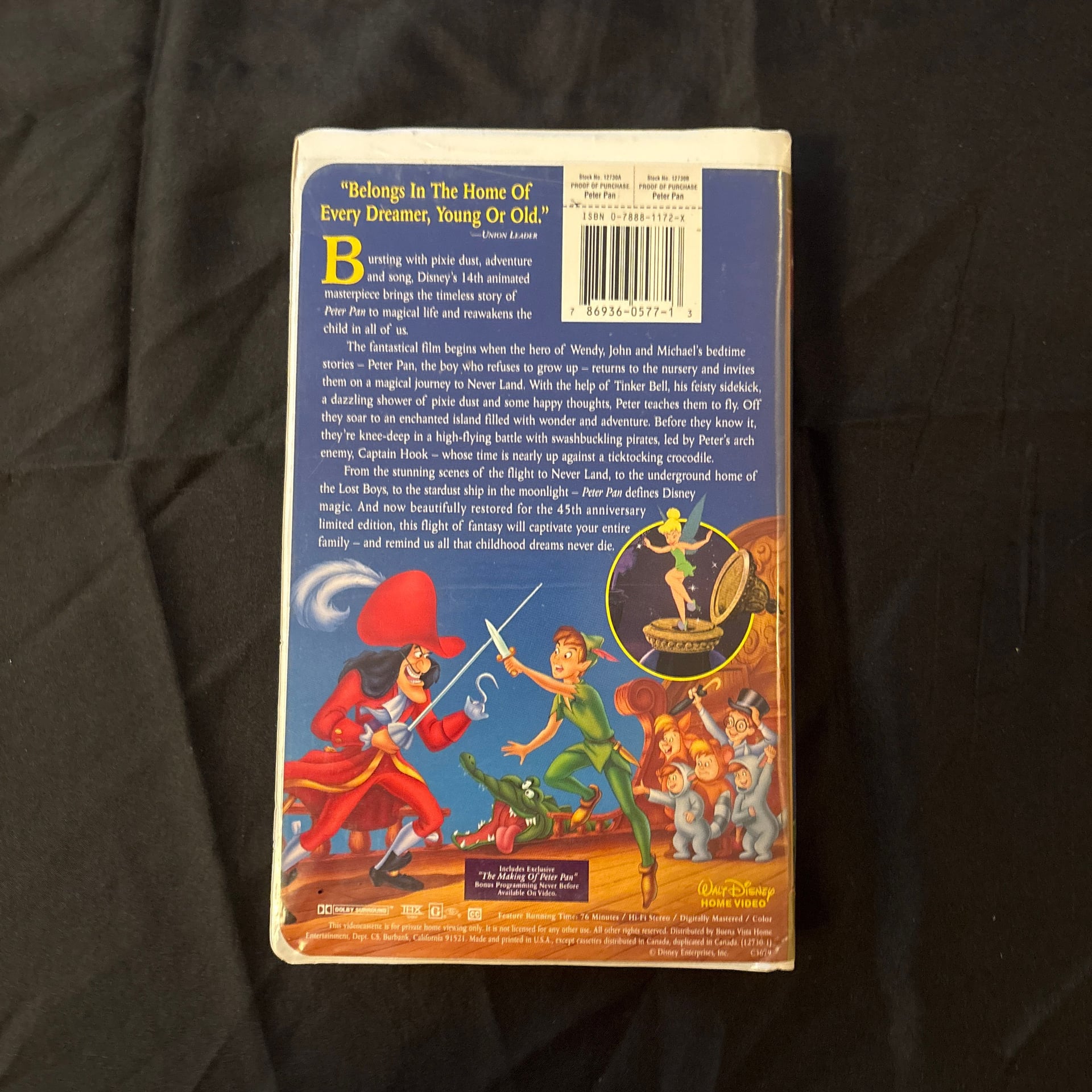 Walt Disney's Peter Pan VHS 1998 45th Anniversary Limited Edition Collection 3