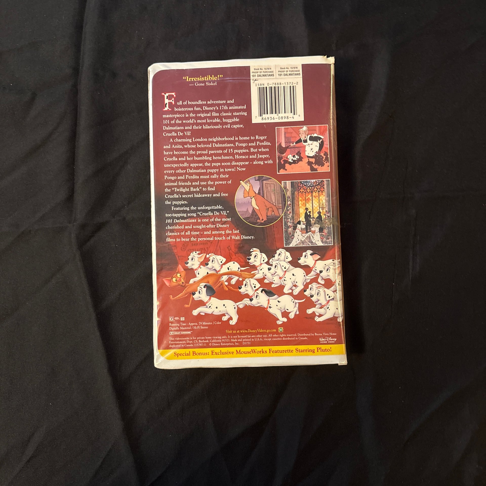 Walt Disney's Classic 101 Dalmatians VHS Black Diamond Collection 1992 3