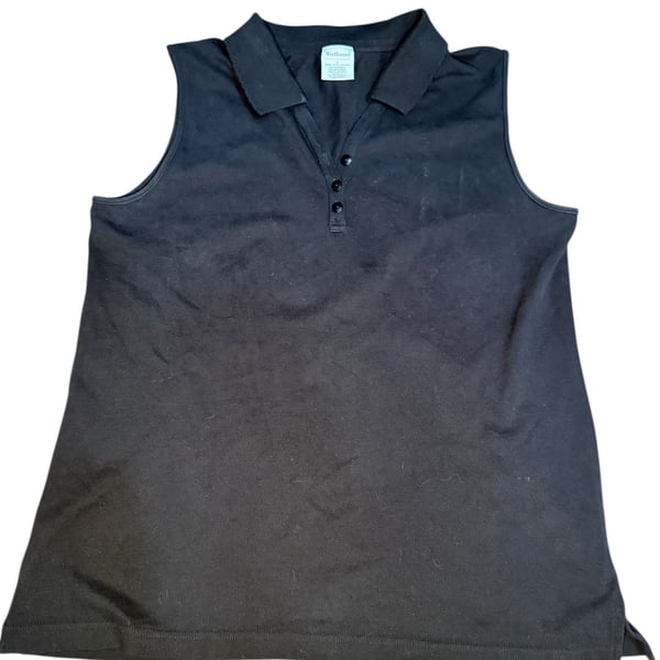 Westbound Women’s Sleeveless Polo Top Size L Black Cotton Stretch Knit