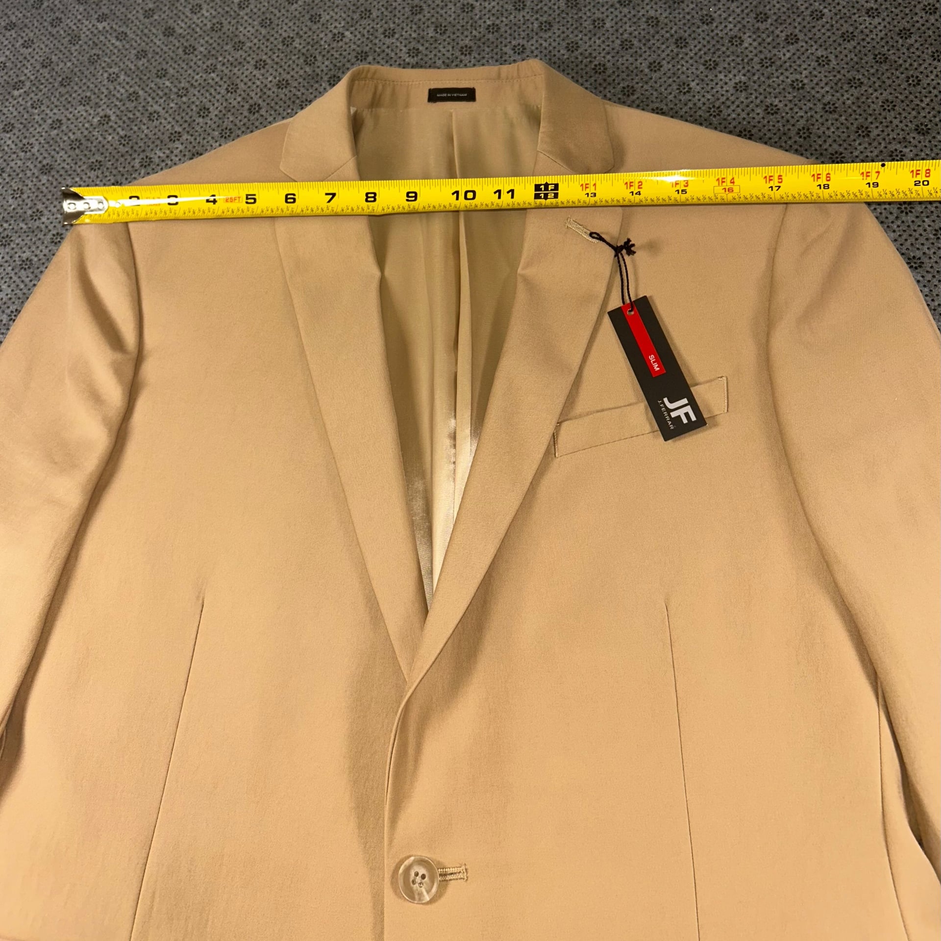 JF J. Ferrar Men's Ultra Comfort Slim Fit Suit Jacket Blazer, Tan 10