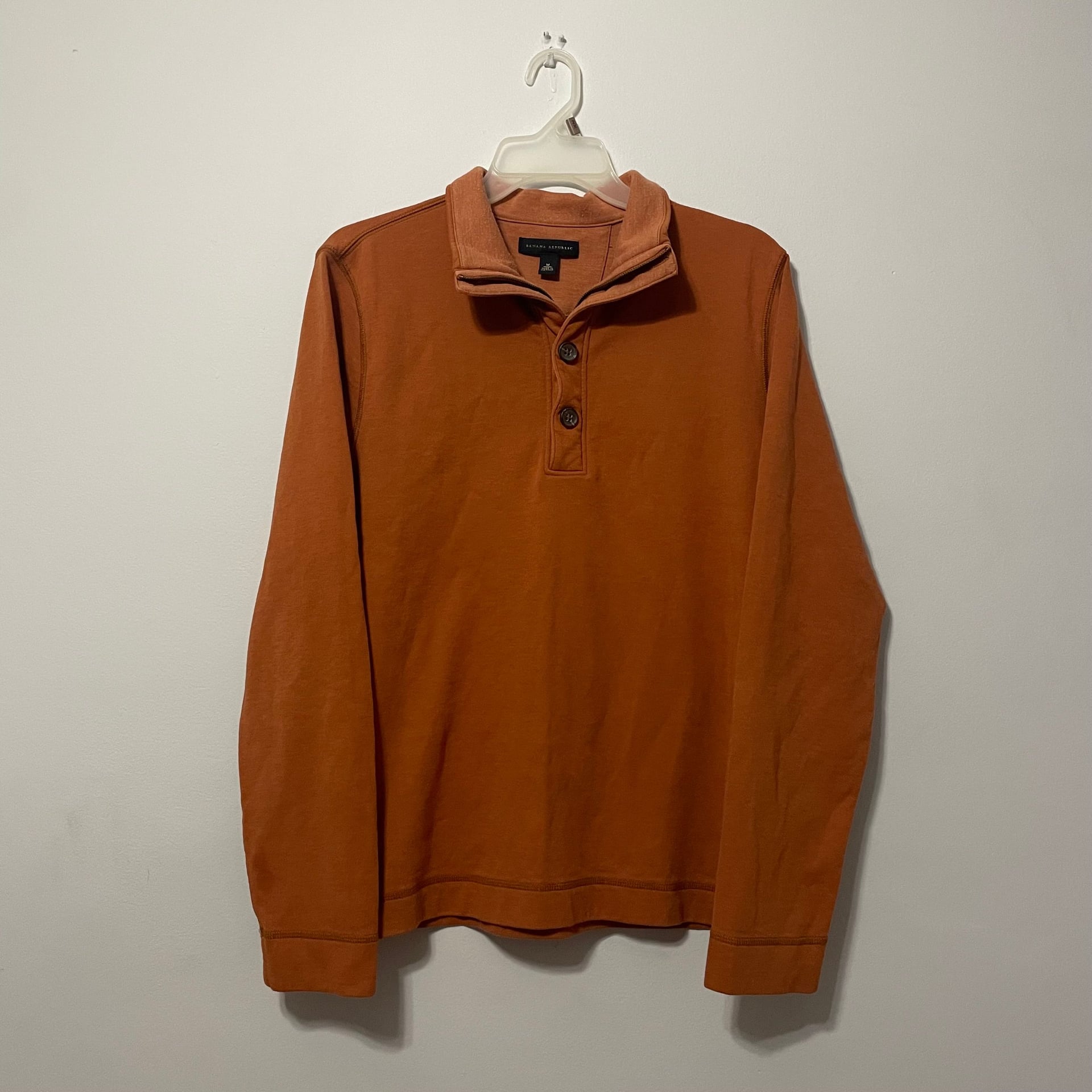 Banana Republic Men's Rust Orange Quarter zip Button sweater 2